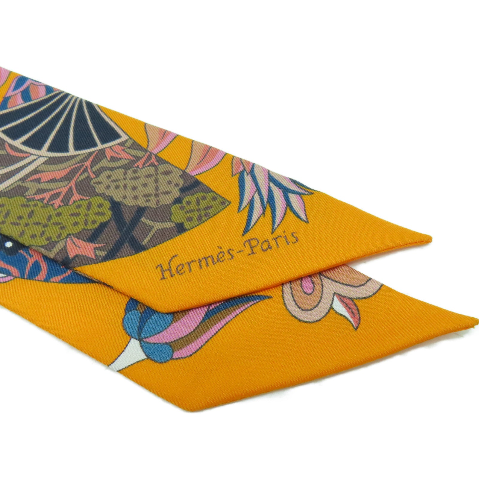 HERMES 【激減優惠】絲質Twilly絲巾橘色