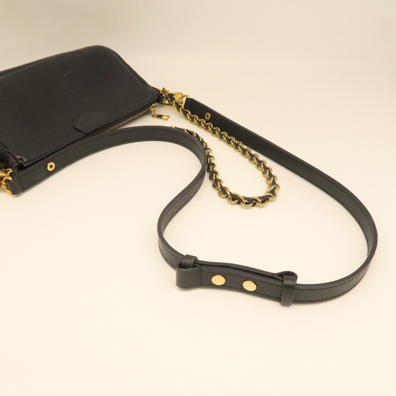 LOUIS VUITTON Monogram Empreinte Multi Pochette Accessories Gold Buckle Shoulder Bag Black