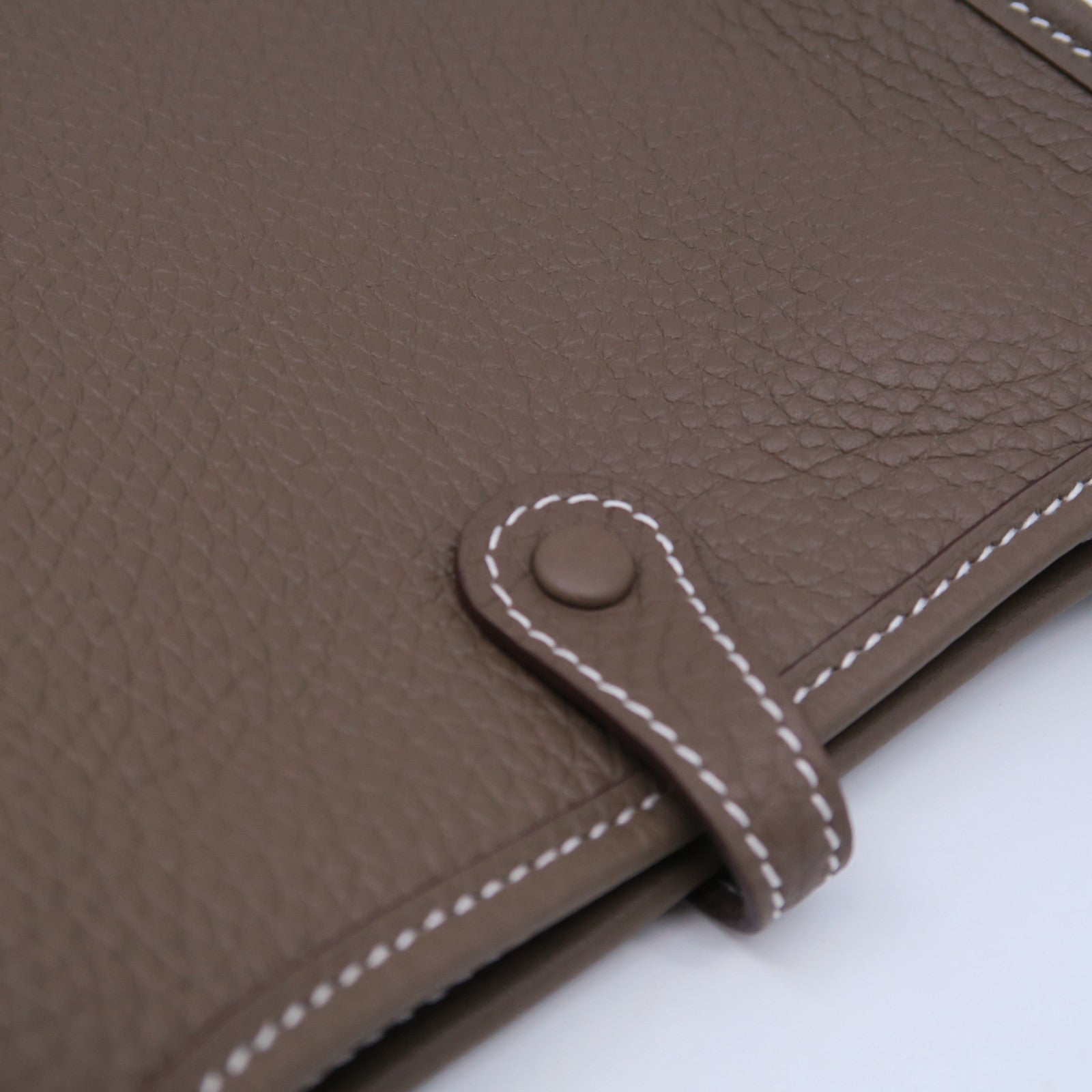 HERMES Clemence皮革Evelyne TPM金扣肩背袋大象灰色