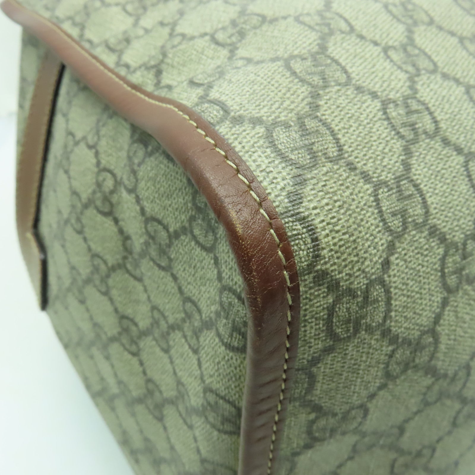GUCCI 【激減優惠】塗層帆布Boston Bag金扣波士頓包棕色
