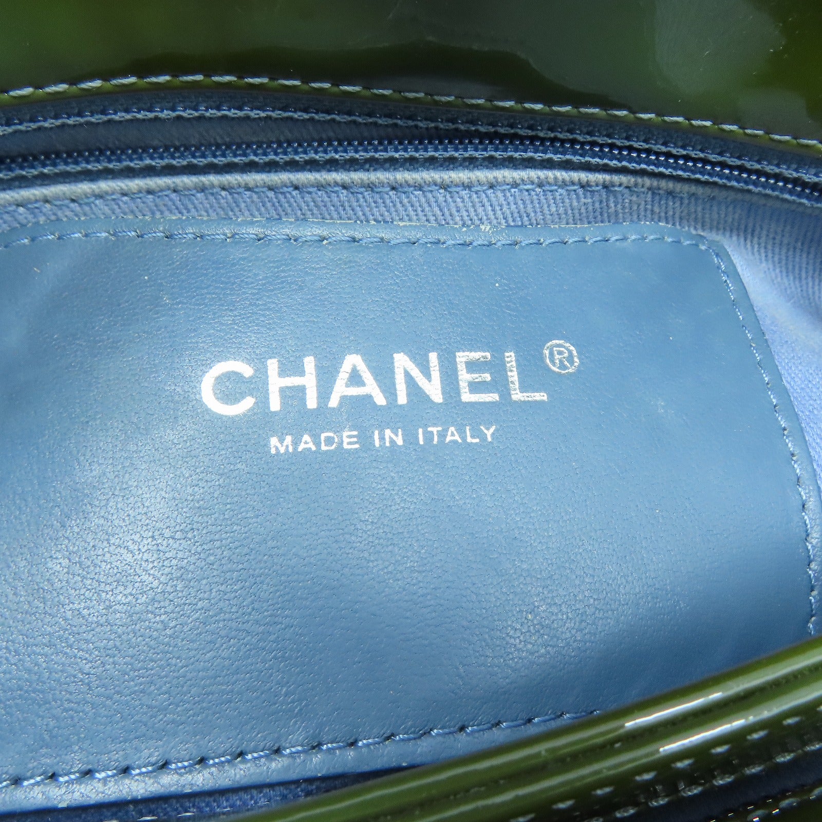 CHANEL 菱格漆皮皮革Chain Shoulder銀扣鏈帶肩背袋綠色