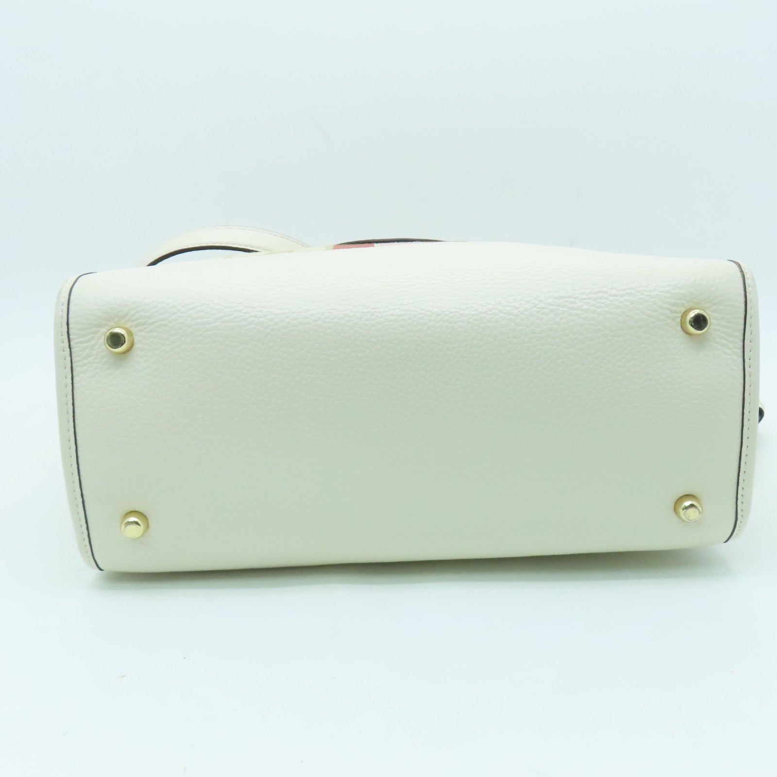 COACH 帆布牛皮2 Way Shoulder銀扣手挽肩背兩用袋白色