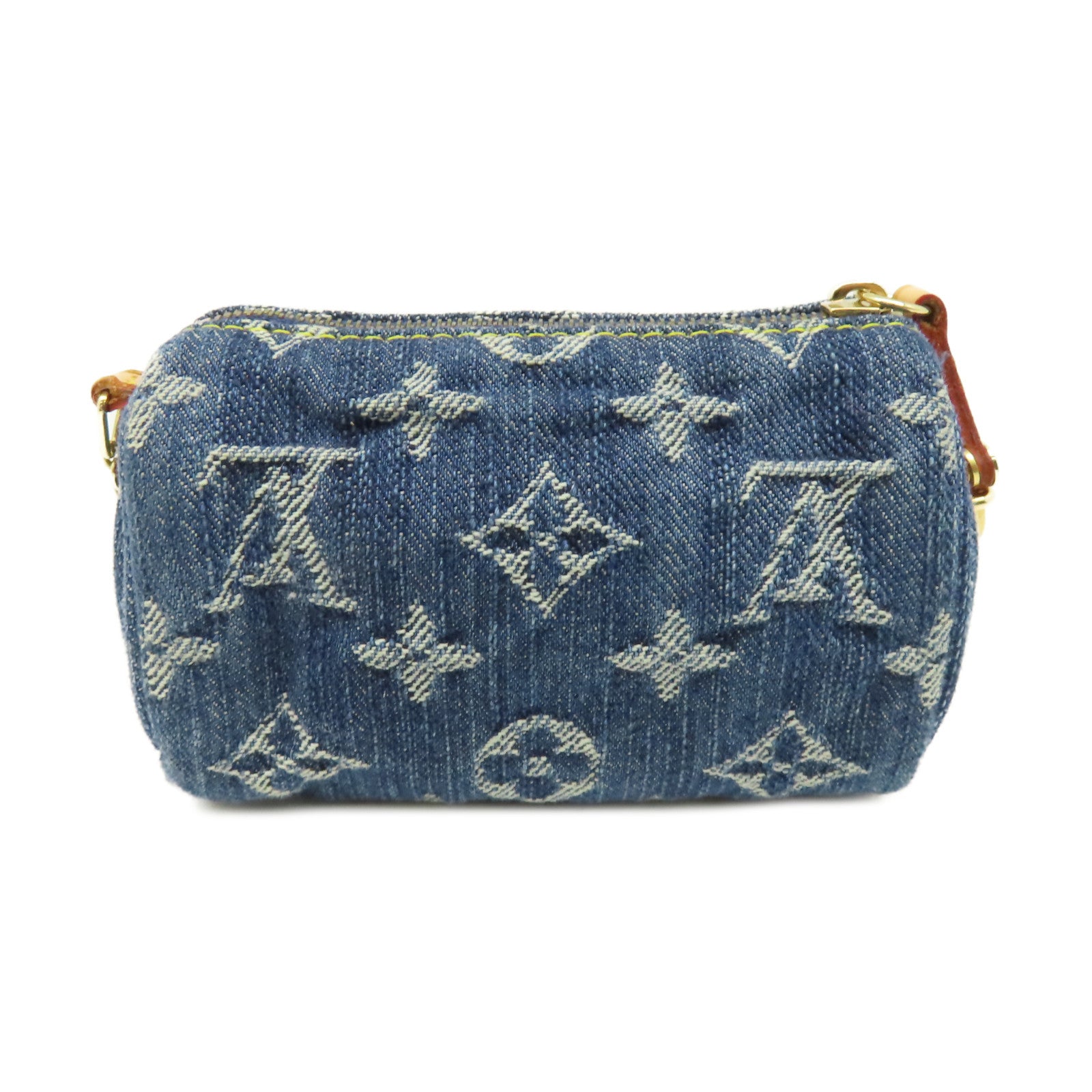 LOUIS VUITTON Monogram Denim Trousse Speedy Pouch Charm金扣掛飾藍色