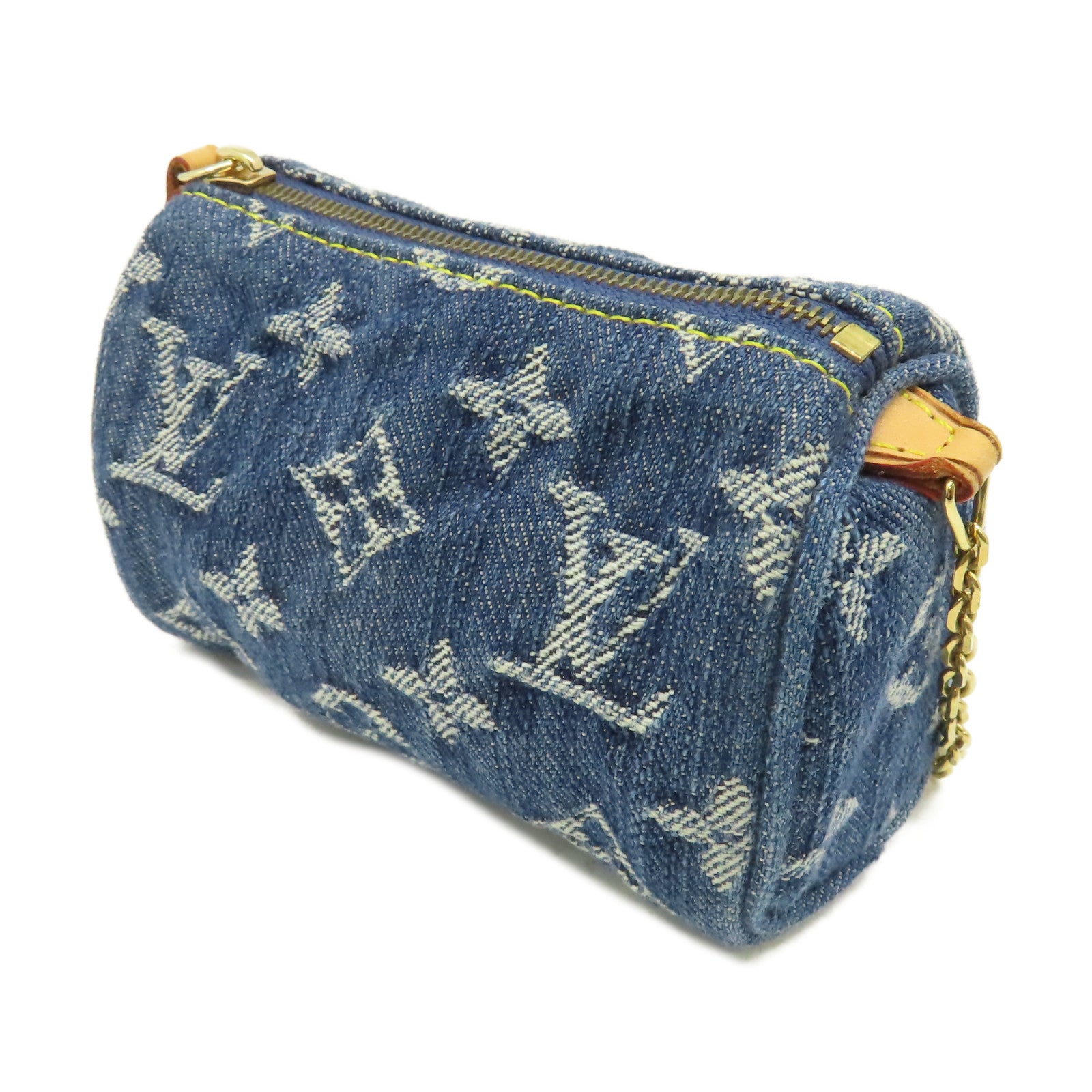 LOUIS VUITTON Monogram Denim Trousse Speedy Pouch Charm金扣掛飾藍色