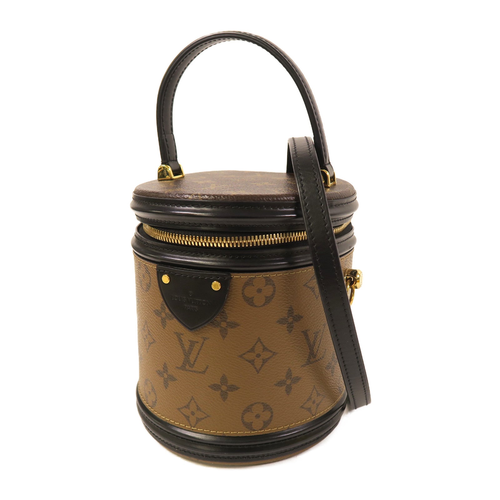 LOUIS VUITTON Monogram Reverse Cannes金扣手挽肩背兩用袋啡色/黑色
