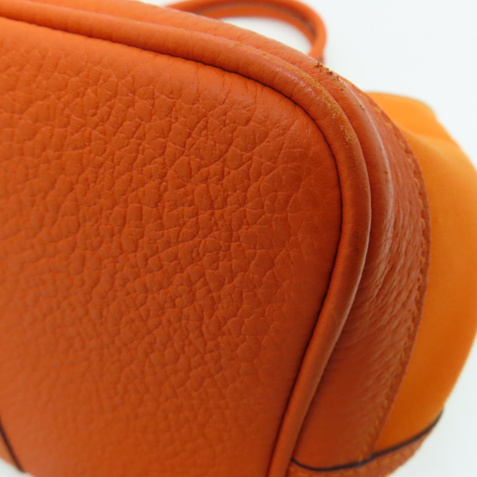 HERMES Canvas Garden Party PM Silver Button Handle Bag Orange