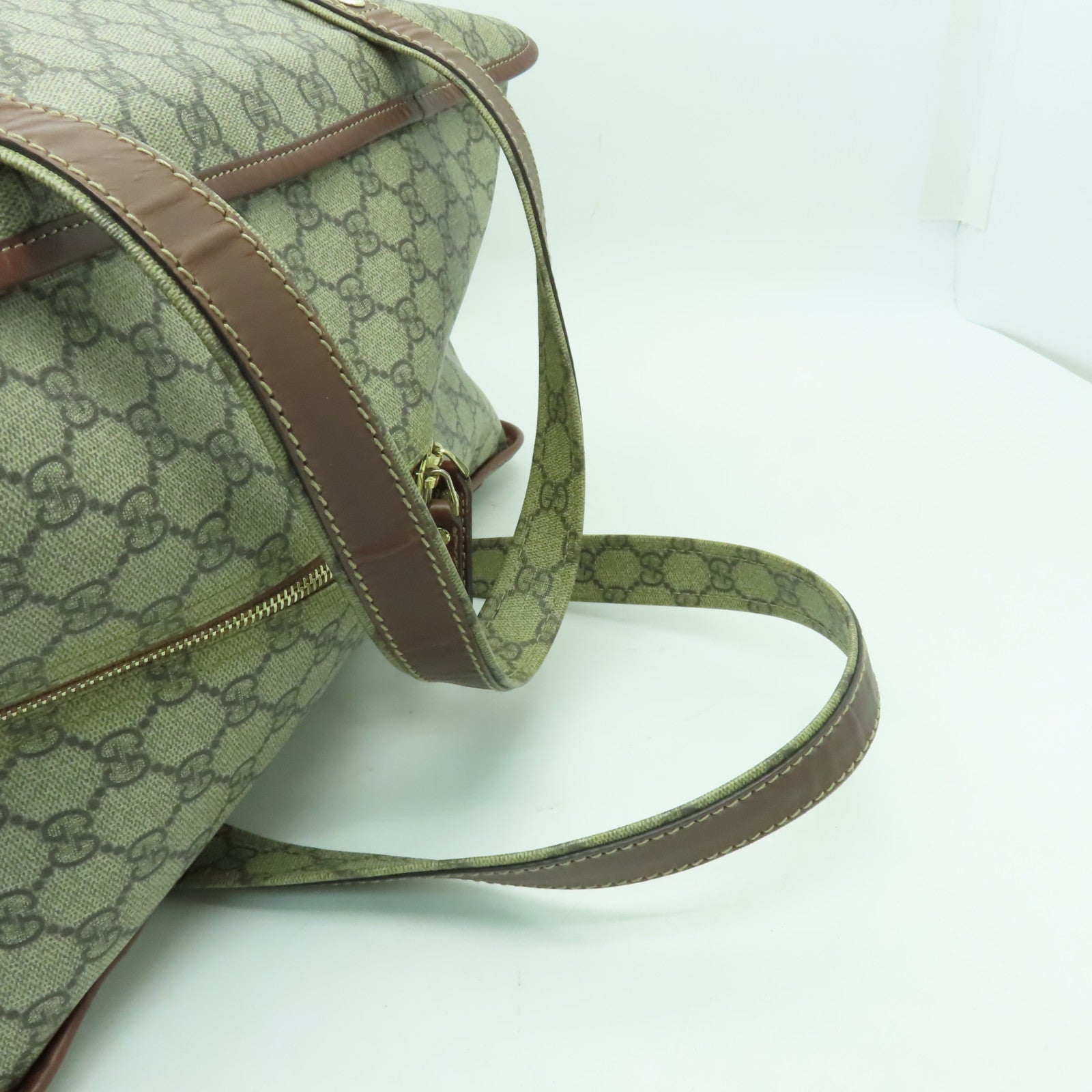 GUCCI 【激減優惠】塗層帆布Boston Bag金扣波士頓包棕色