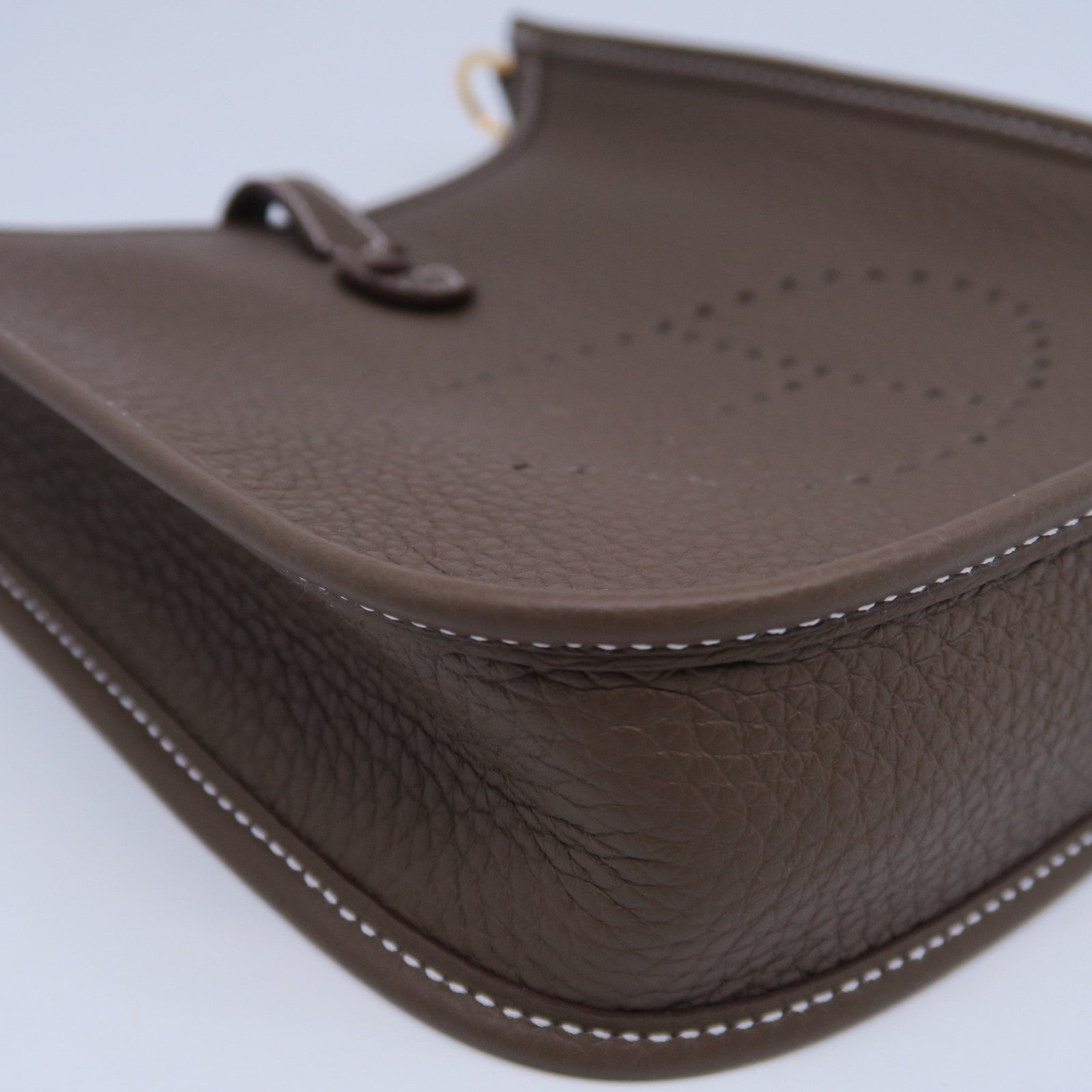 HERMES Clemence皮革Evelyne TPM金扣肩背袋大象灰色