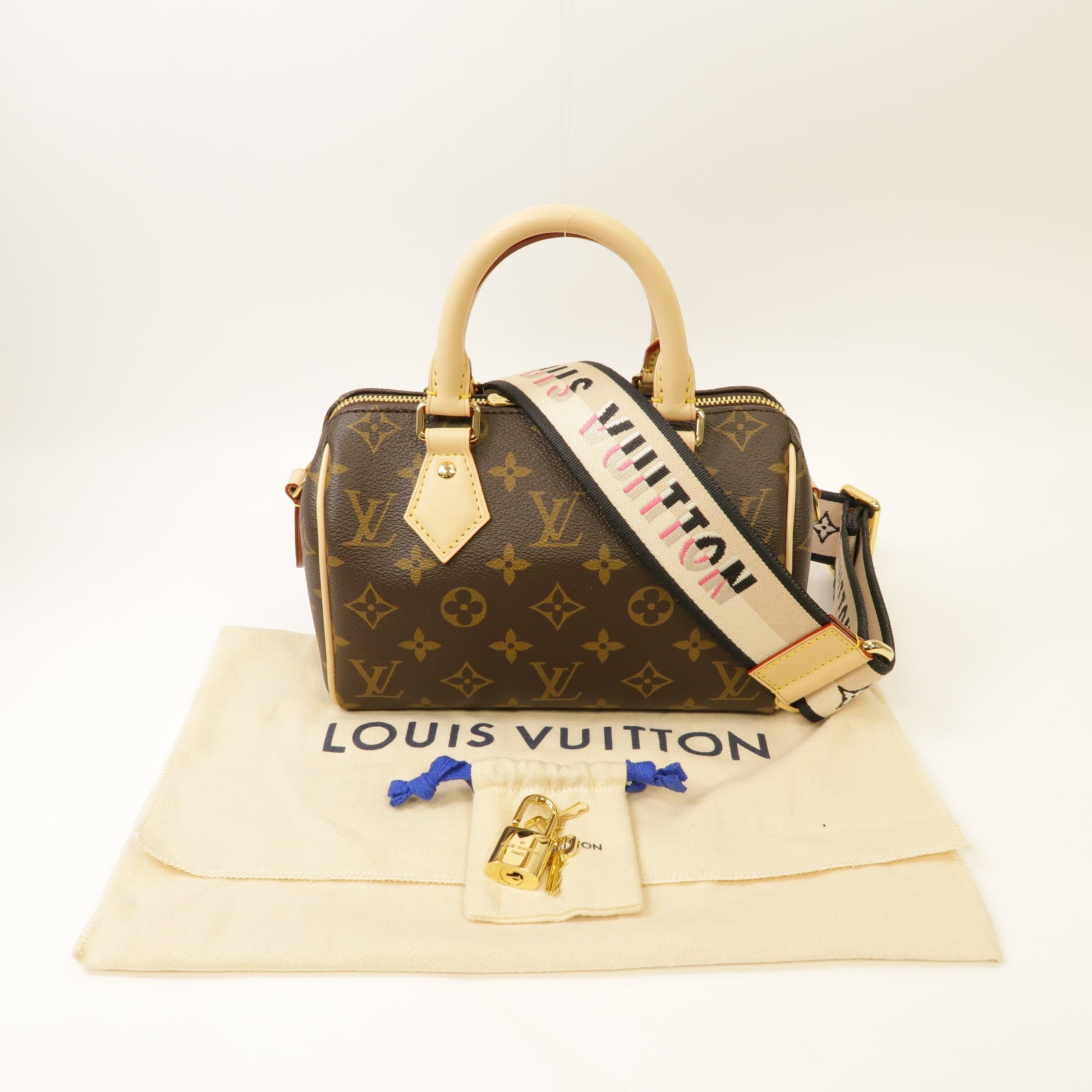 LOUIS VUITTON Monogram Speedy Bandouliere 20金扣手挽肩背兩用袋棕色