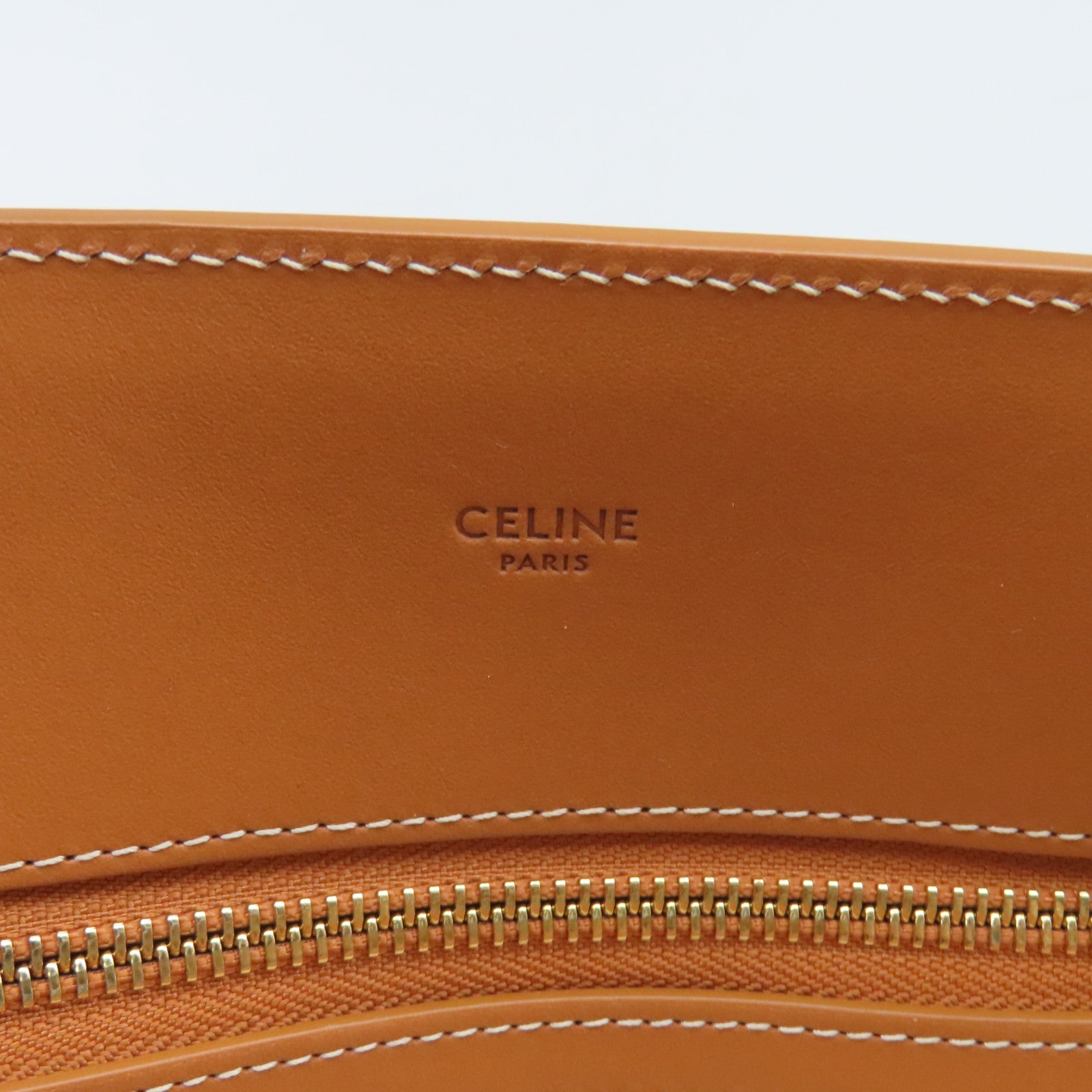 CELINE 帆布/牛皮皮革Large Vertical Bag金扣手挽袋啡色/白色