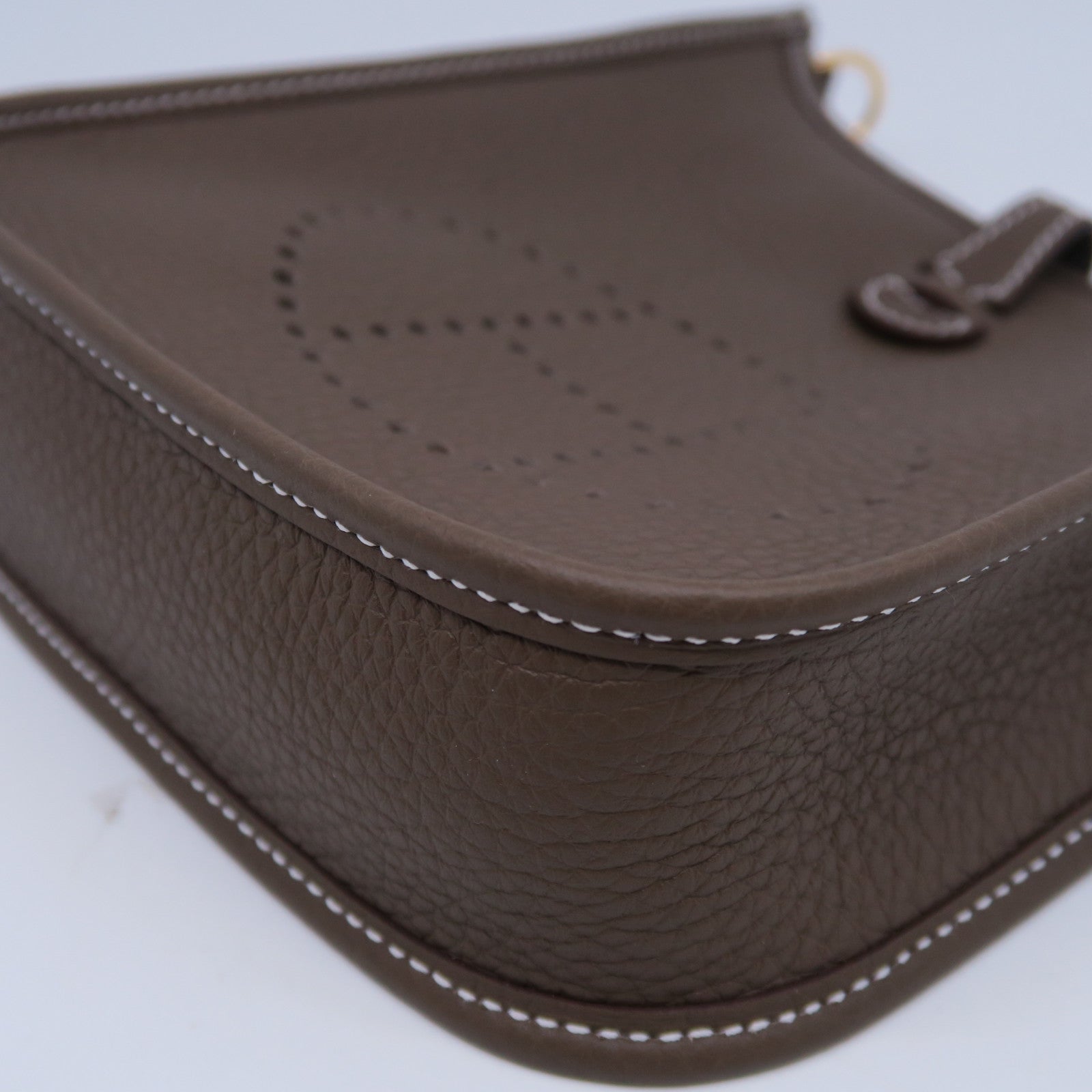 HERMES Clemence皮革Evelyne TPM金扣肩背袋大象灰色