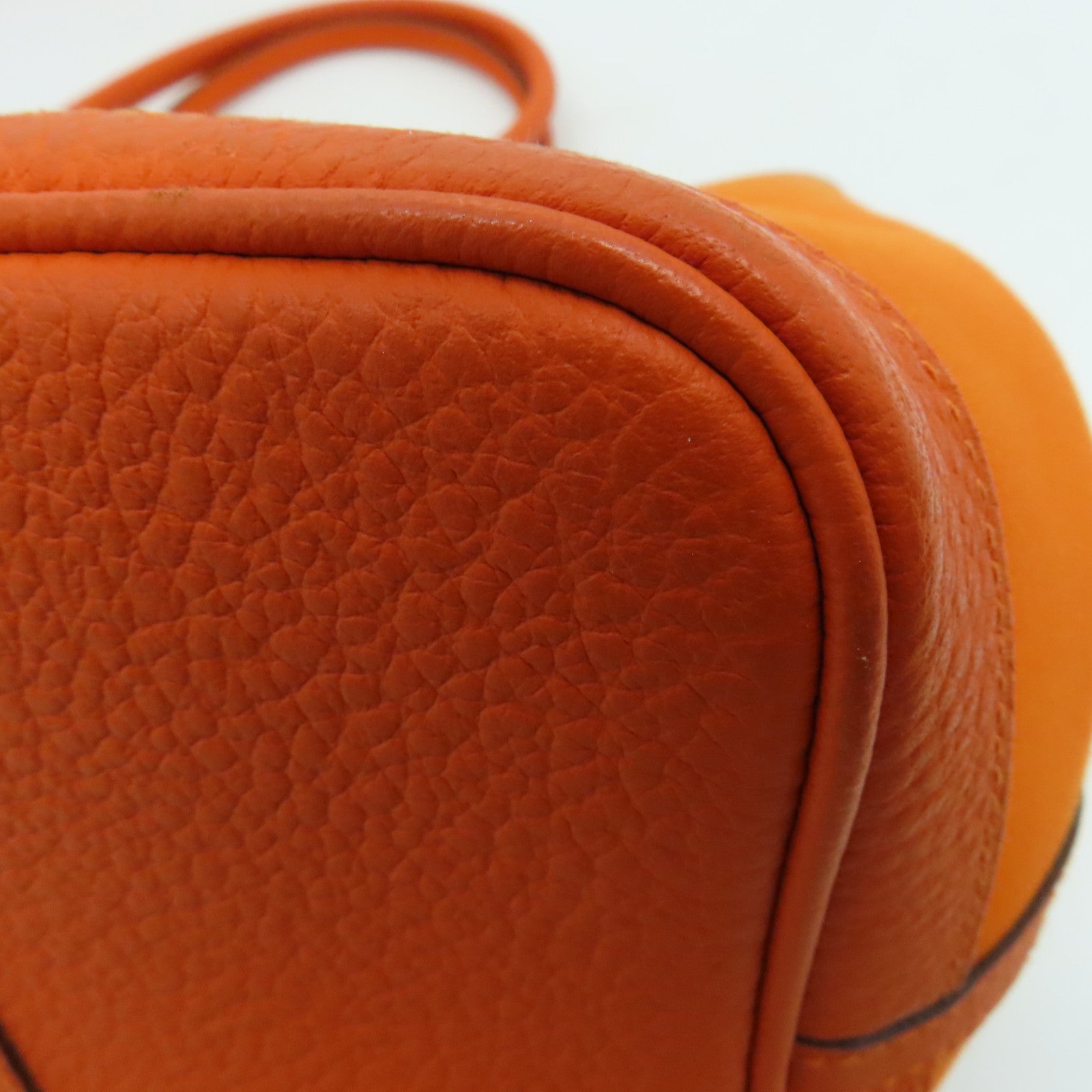 HERMES Canvas Garden Party PM Silver Button Handle Bag Orange