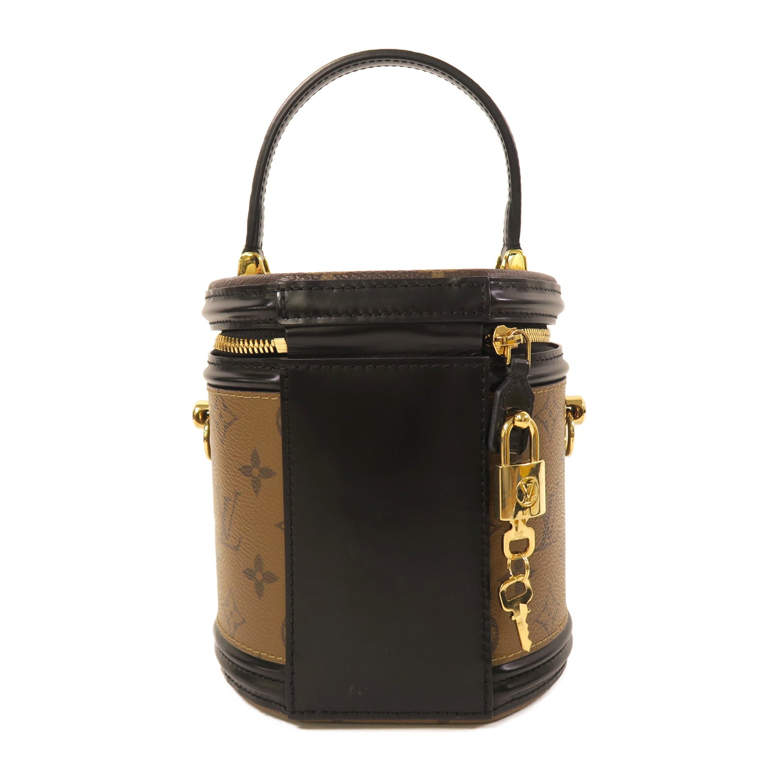 LOUIS VUITTON Monogram Reverse Cannes金扣手挽肩背兩用袋啡色/黑色