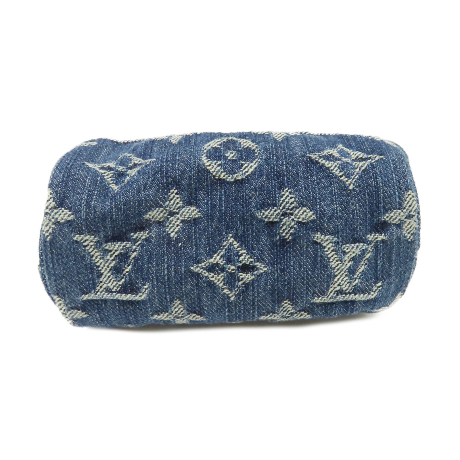 LOUIS VUITTON Monogram Denim Trousse Speedy Pouch Charm金扣掛飾藍色