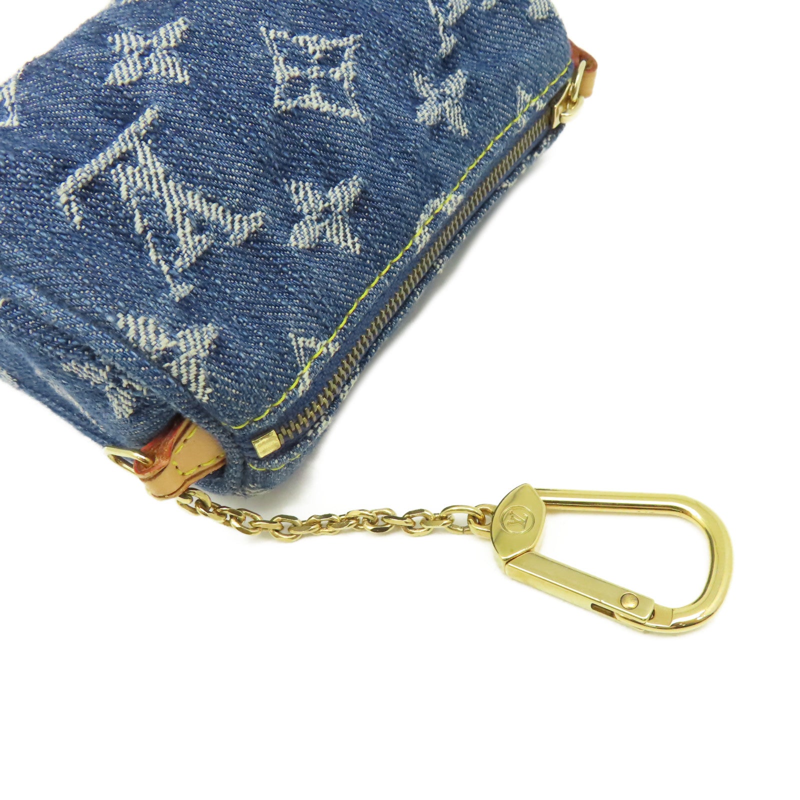 LOUIS VUITTON Monogram Denim Trousse Speedy Pouch Charm金扣掛飾藍色
