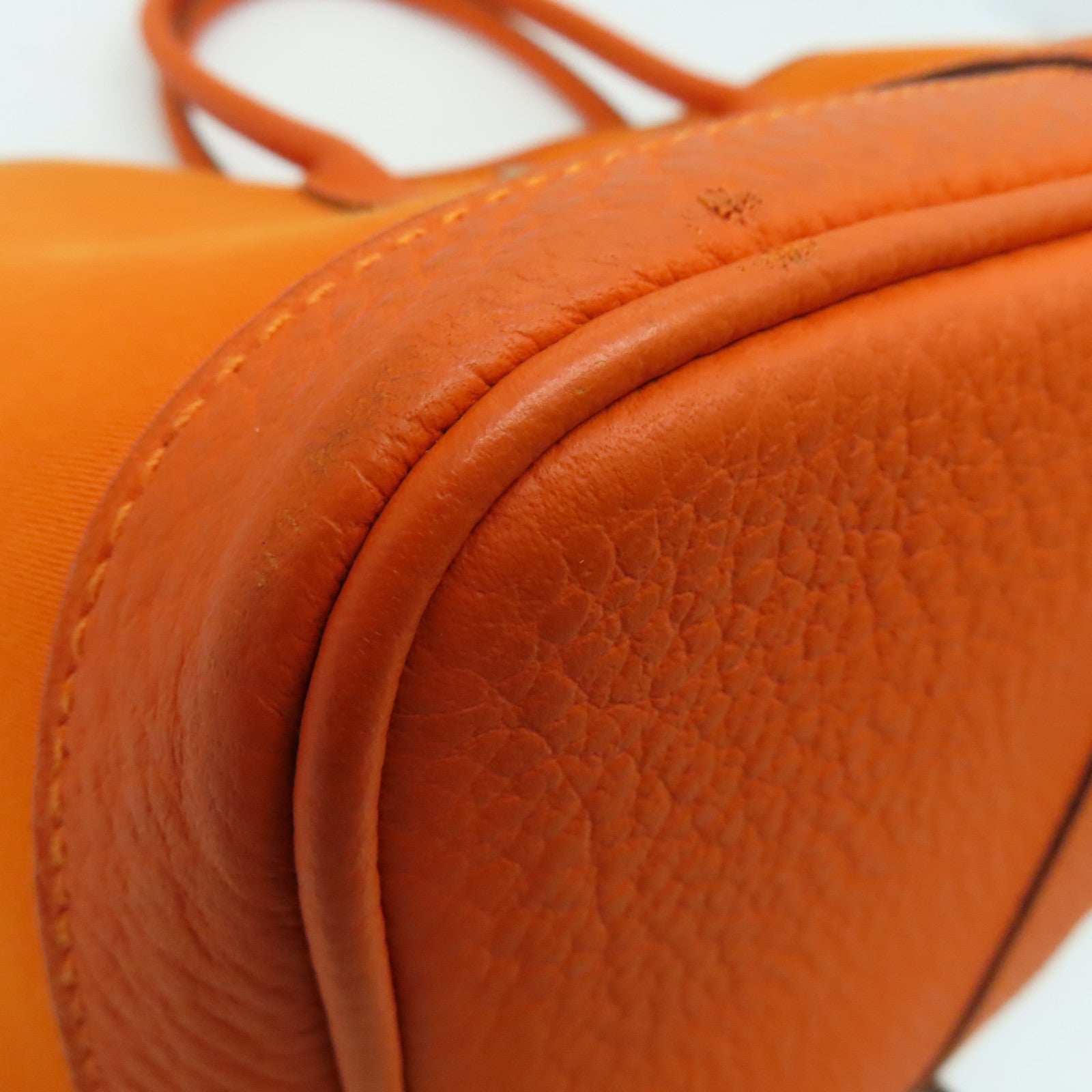 HERMES Canvas Garden Party PM Silver Button Handle Bag Orange