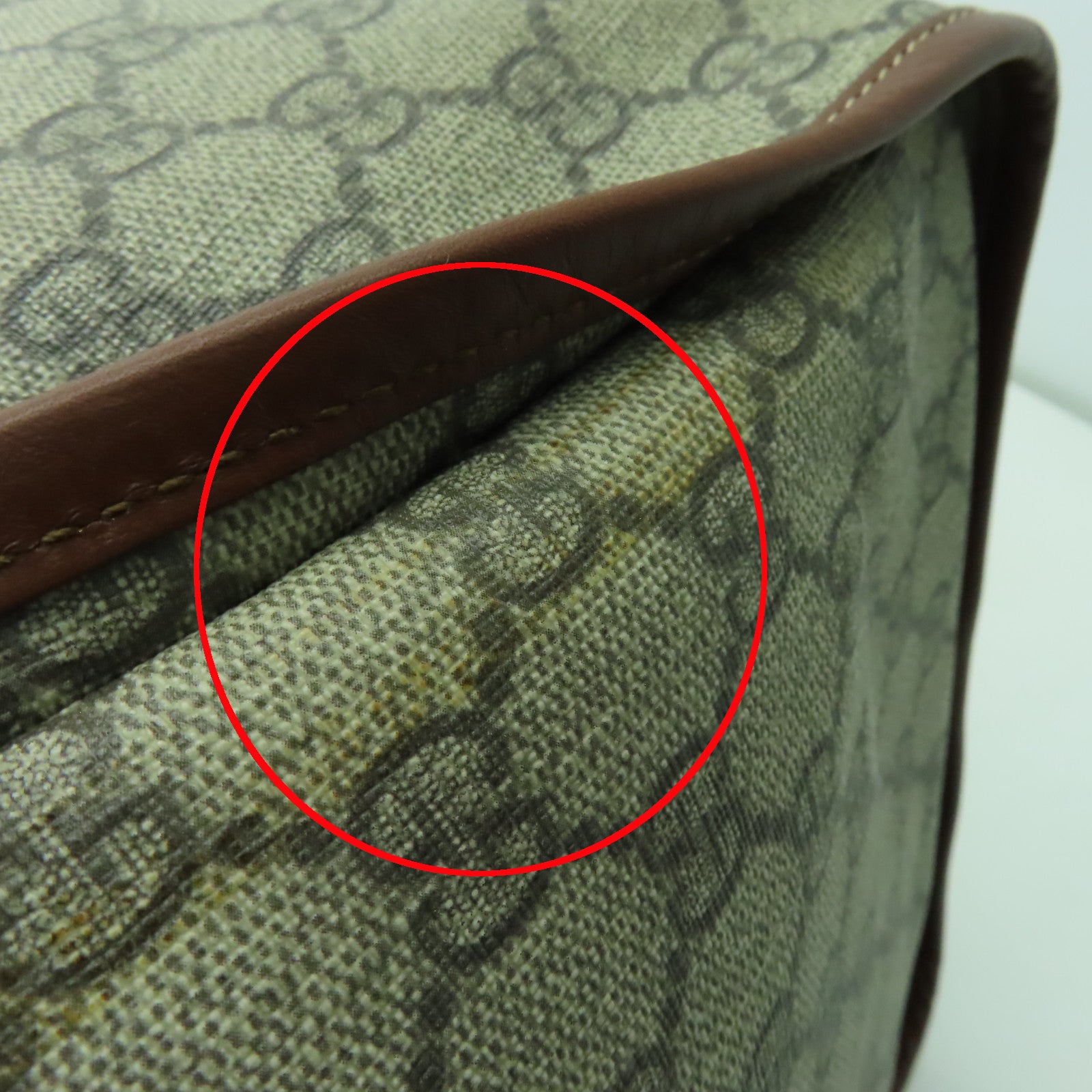 GUCCI 【激減優惠】塗層帆布Boston Bag金扣波士頓包棕色