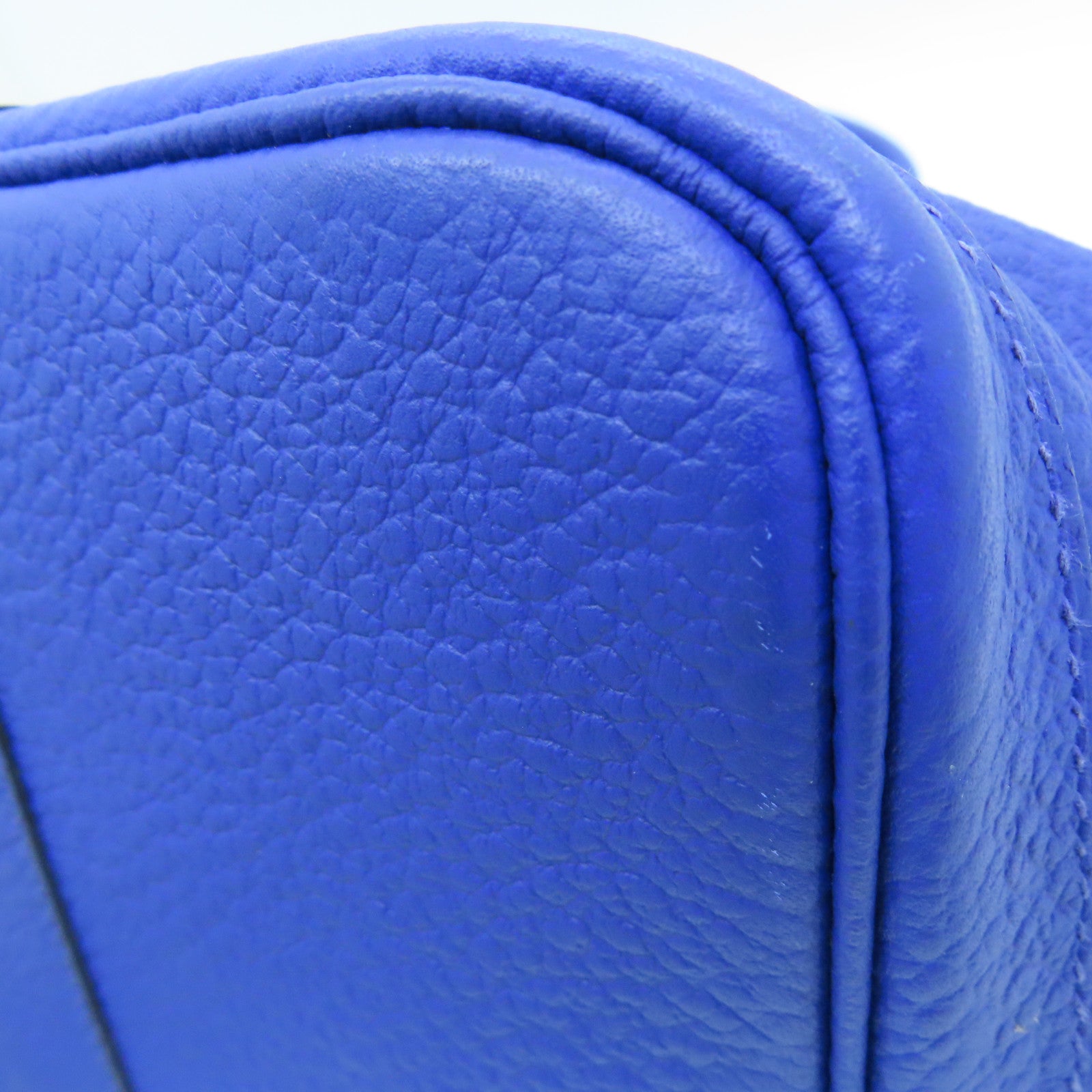 HERMES Country皮革GardenParty PM银扣手挽袋蓝色