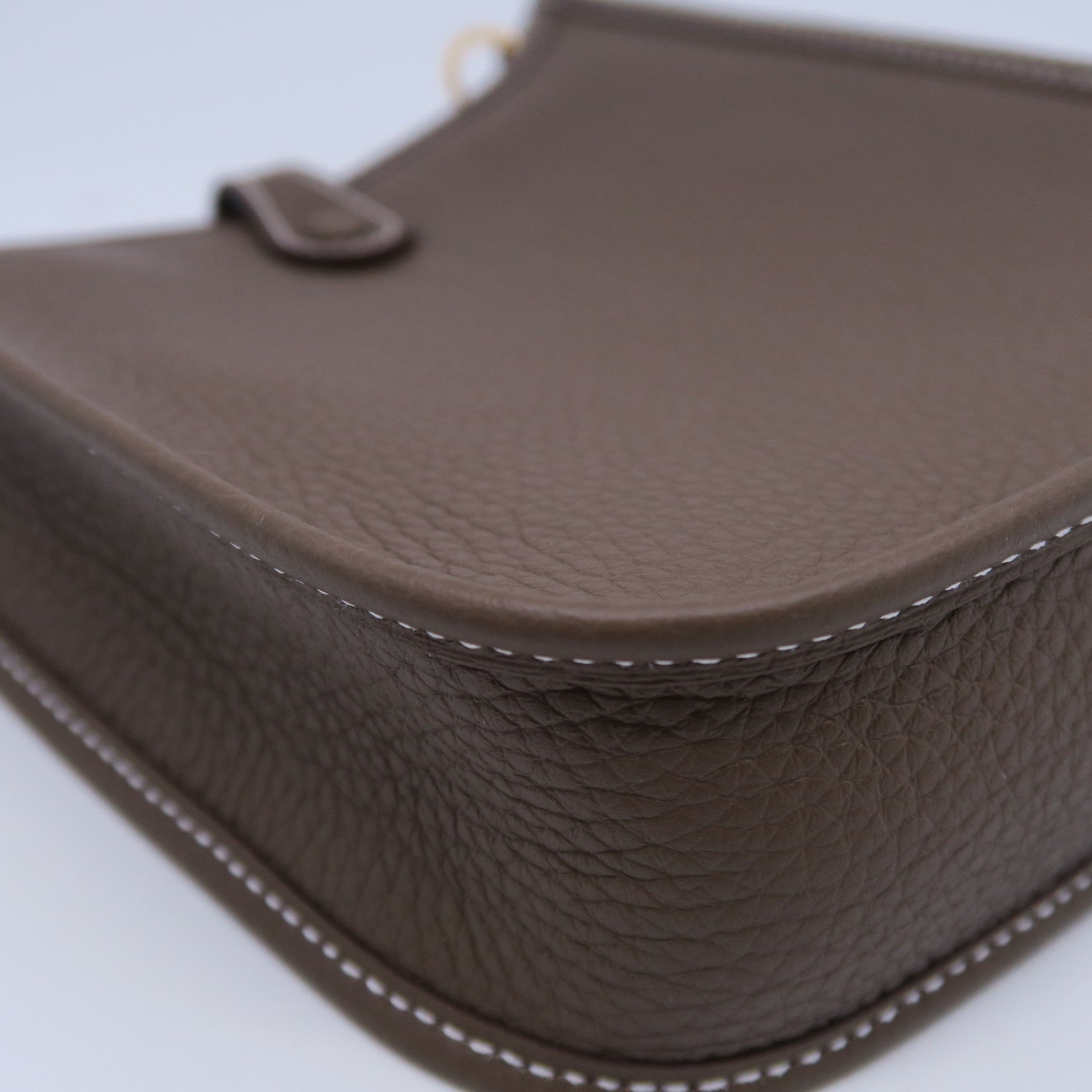 HERMES Clemence皮革Evelyne TPM金扣肩背袋大象灰色