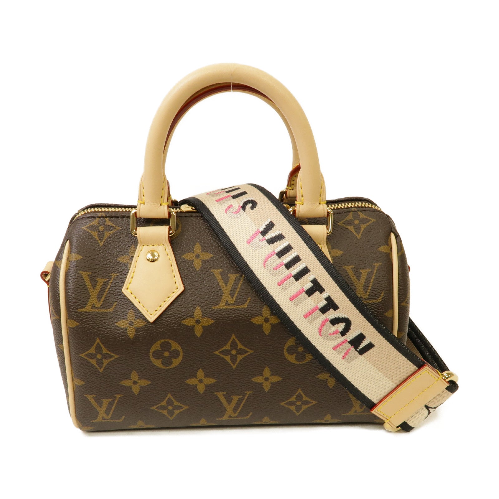 LOUIS VUITTON Monogram Speedy Bandouliere 20金扣手挽肩背兩用袋棕色
