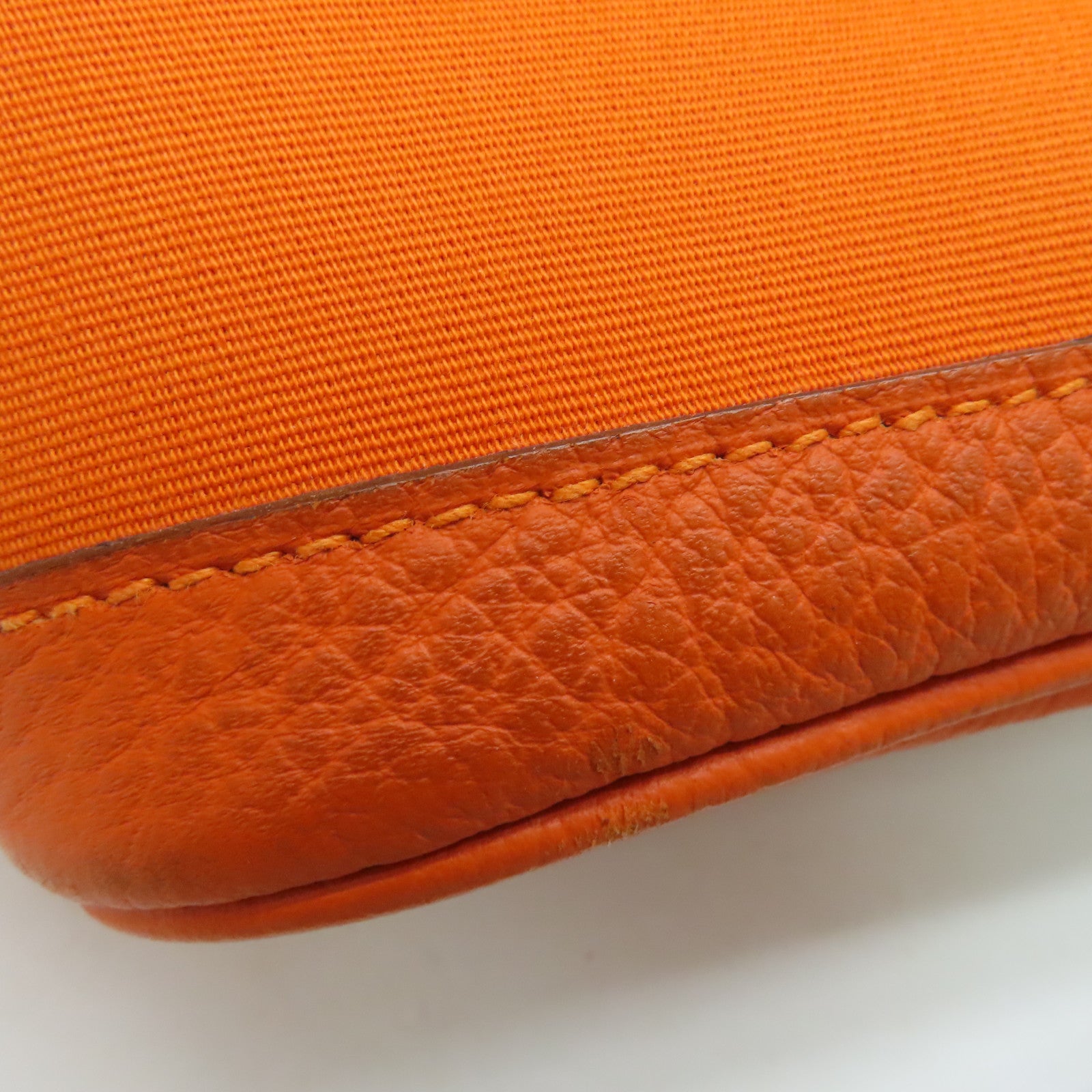 HERMES Canvas Garden Party PM Silver Button Handle Bag Orange