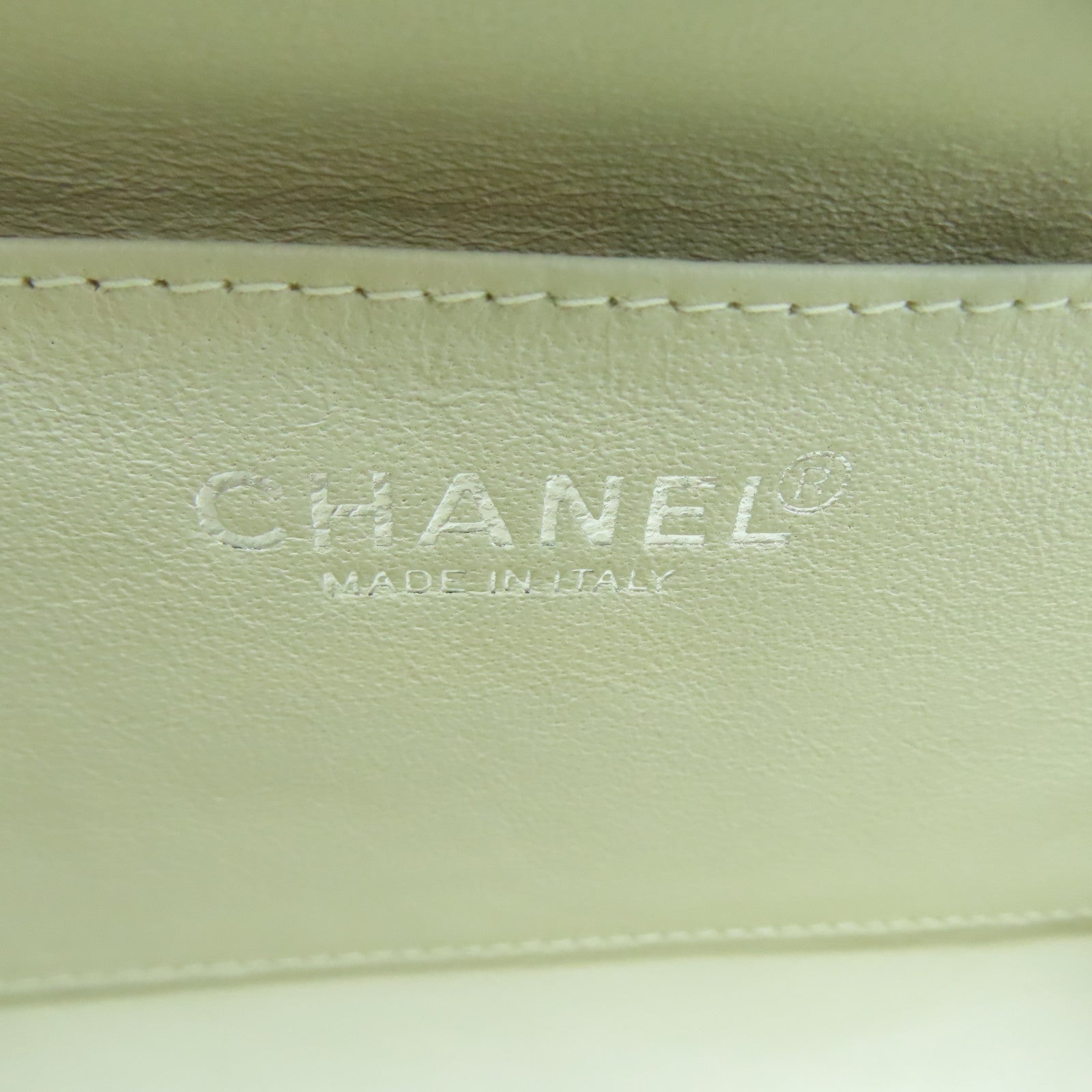 CHANEL cowhide leather Handbag silver buckle handle bag apricot