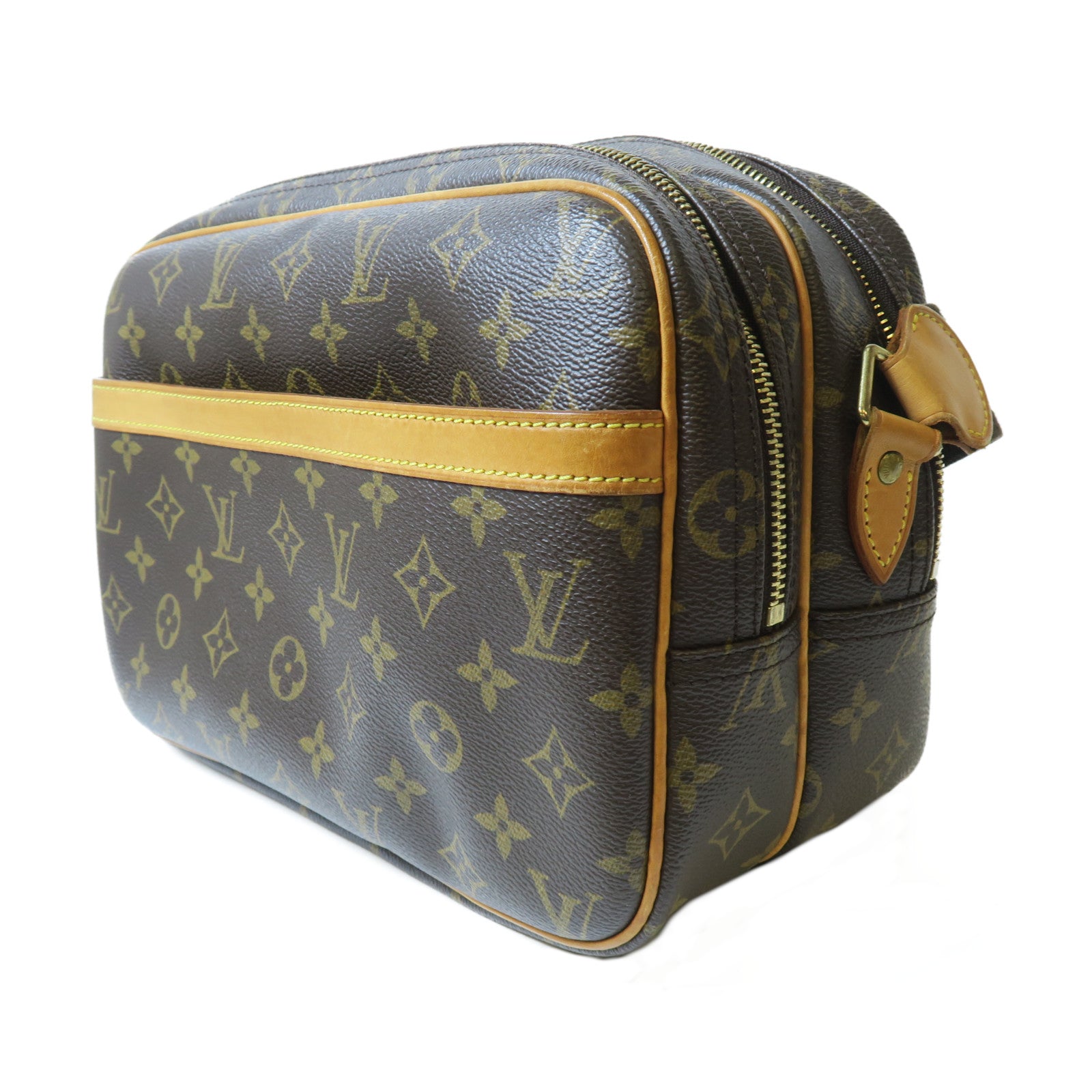 LOUIS VUITTON Monogram Reporter PM金扣肩背袋啡色
