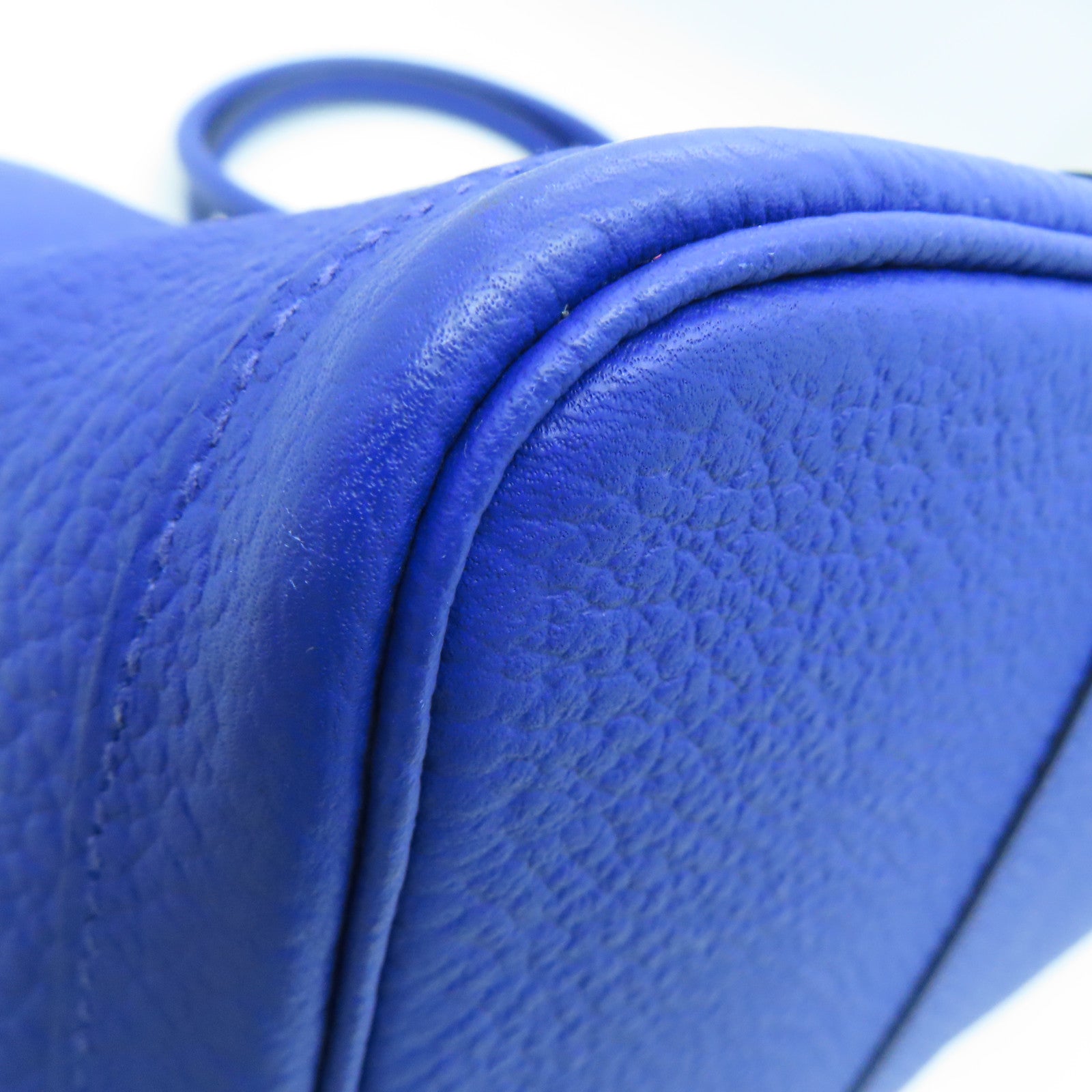 HERMES Country皮革GardenParty PM银扣手挽袋蓝色
