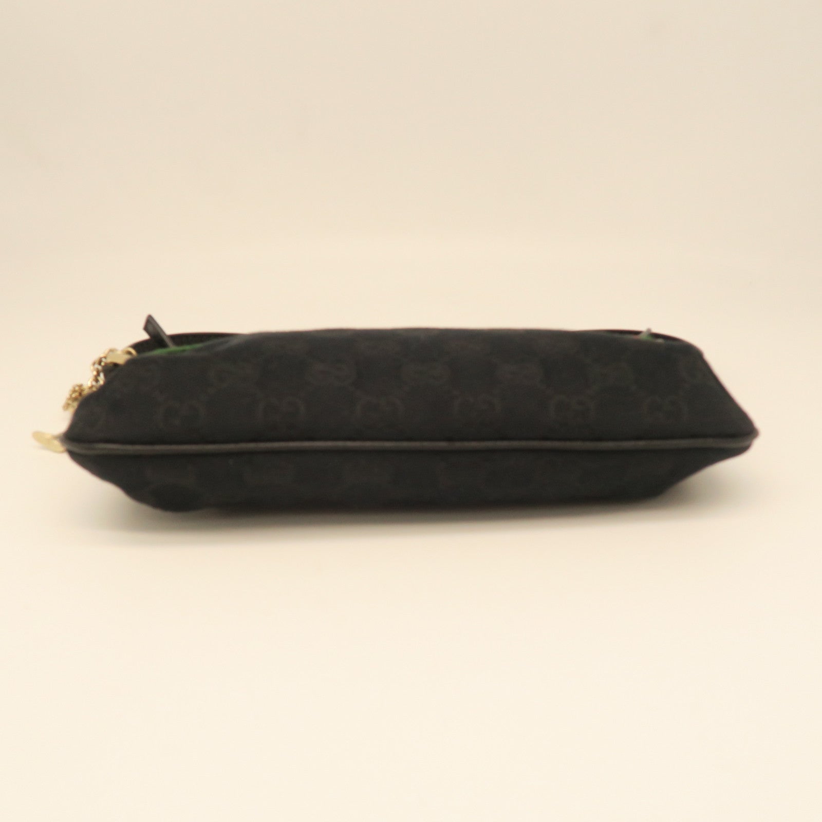 GUCCI Canvas Pouch Shoulder Gold Buckle Shoulder Bag Black
