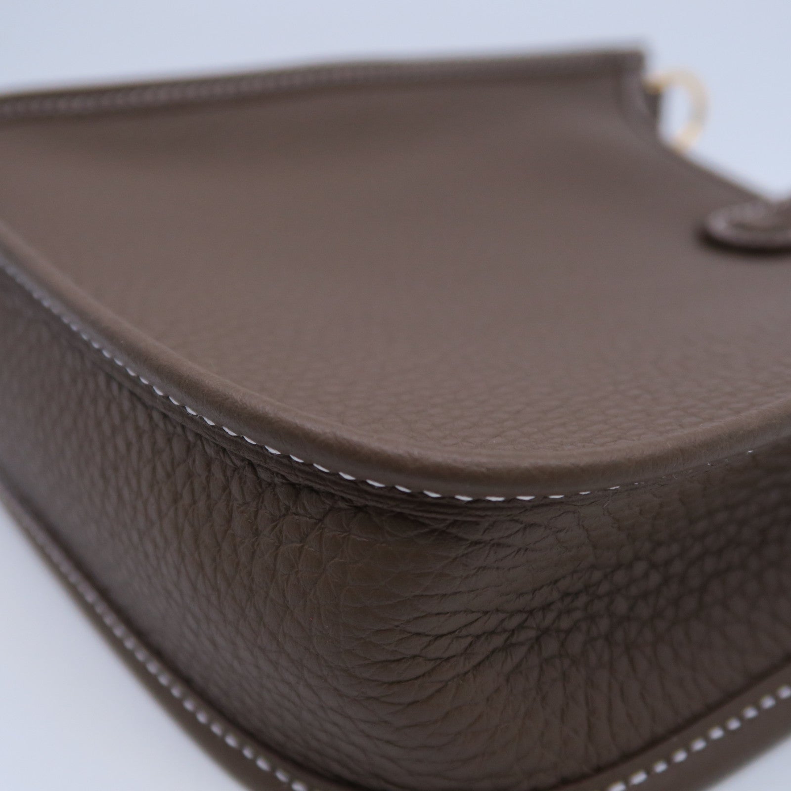 HERMES Clemence皮革Evelyne TPM金扣肩背袋大象灰色
