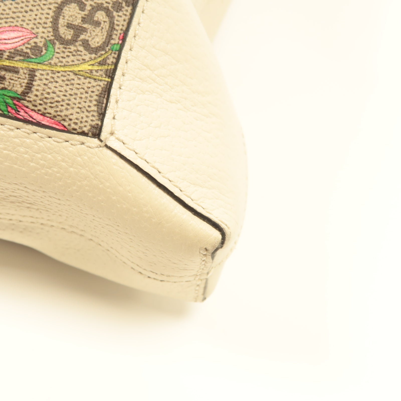 GUCCI 塗層帆布/皮革Ophidia GG Flora金扣肩背袋白色/啡色