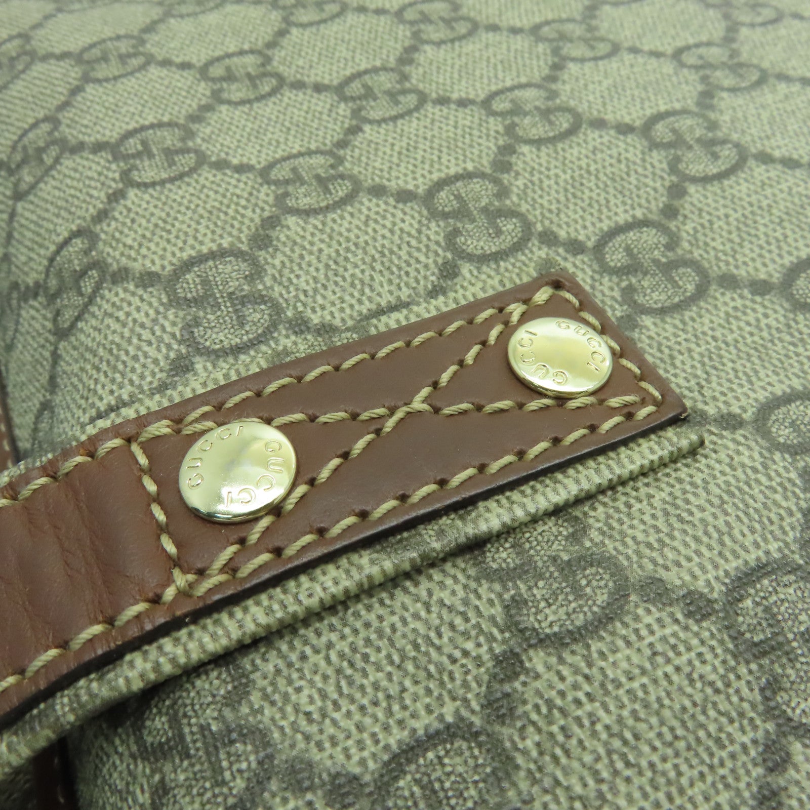 GUCCI 【激減優惠】塗層帆布Boston Bag金扣波士頓包棕色