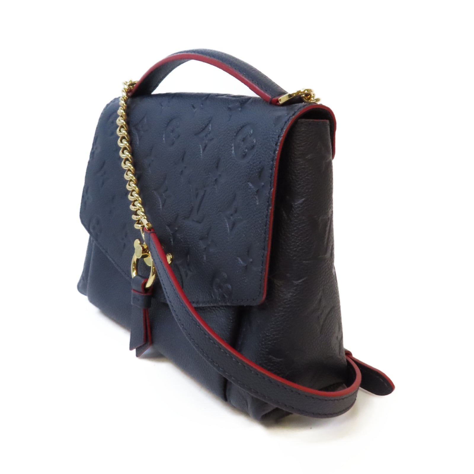 LOUIS VUITTON Mono-Empreinte Blanche BB金扣鏈帶肩背袋藍色