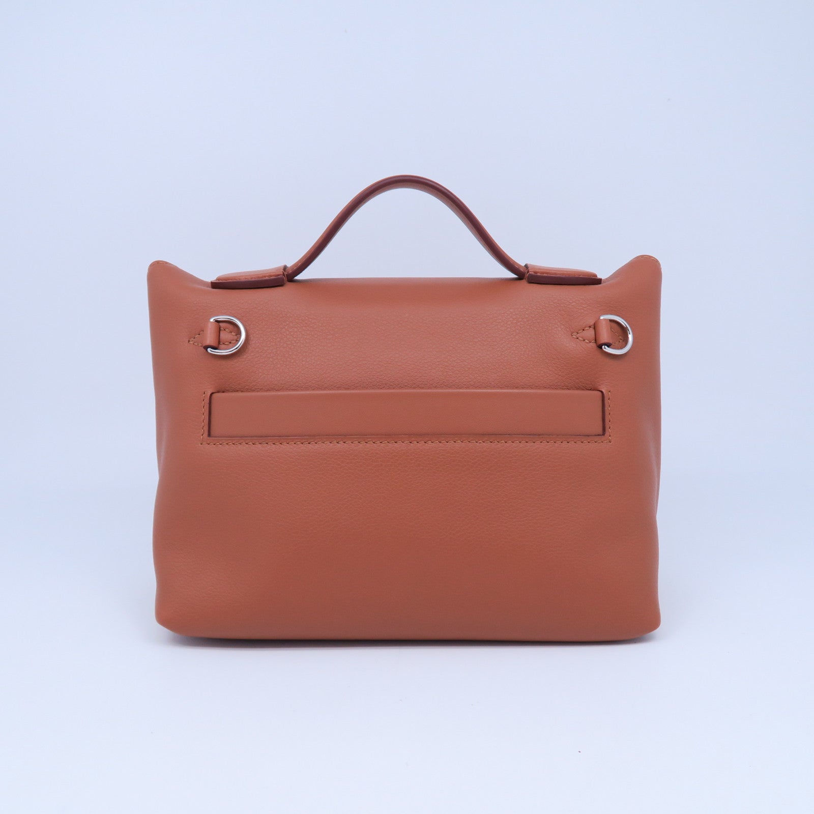 HERMES Evercolor皮革Mini 24/24銀扣手挽肩背兩用袋經典駝色