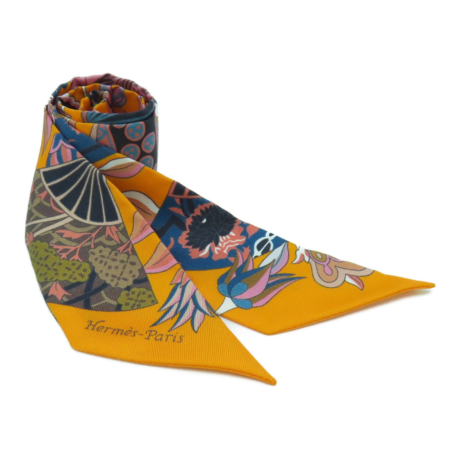HERMES 【激減優惠】絲質Twilly絲巾橘色