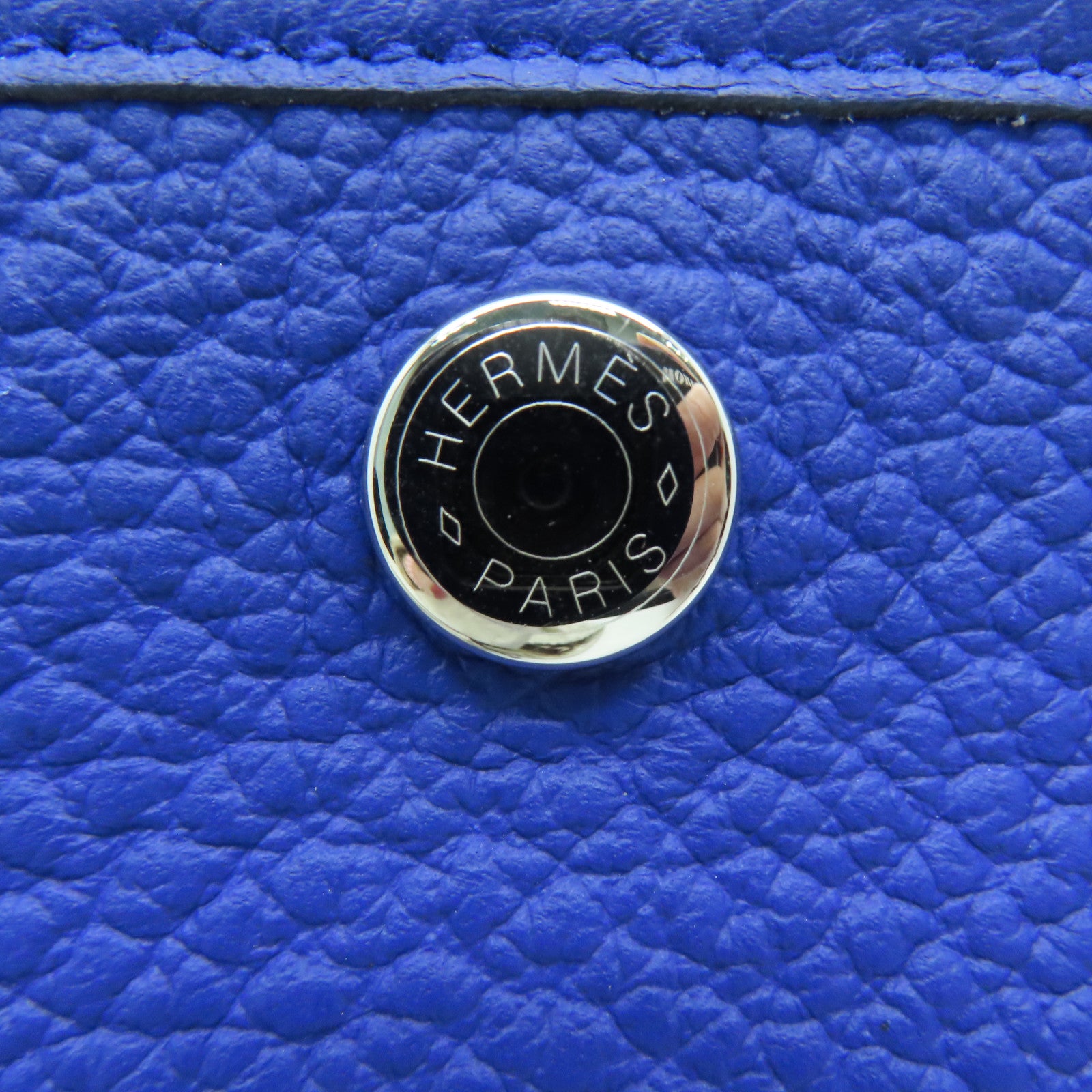 HERMES Country皮革GardenParty PM银扣手挽袋蓝色
