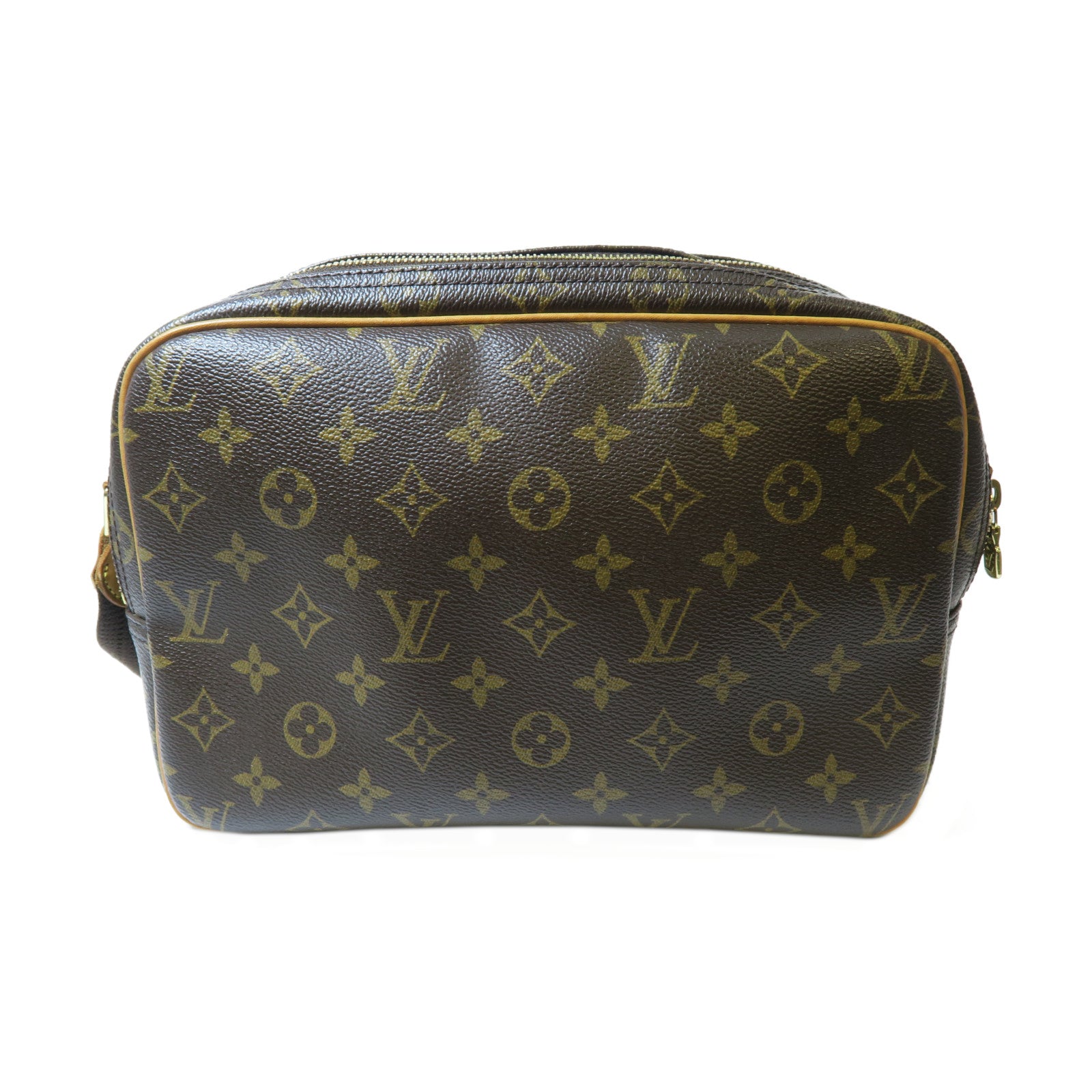 LOUIS VUITTON Monogram Reporter PM金扣肩背袋啡色