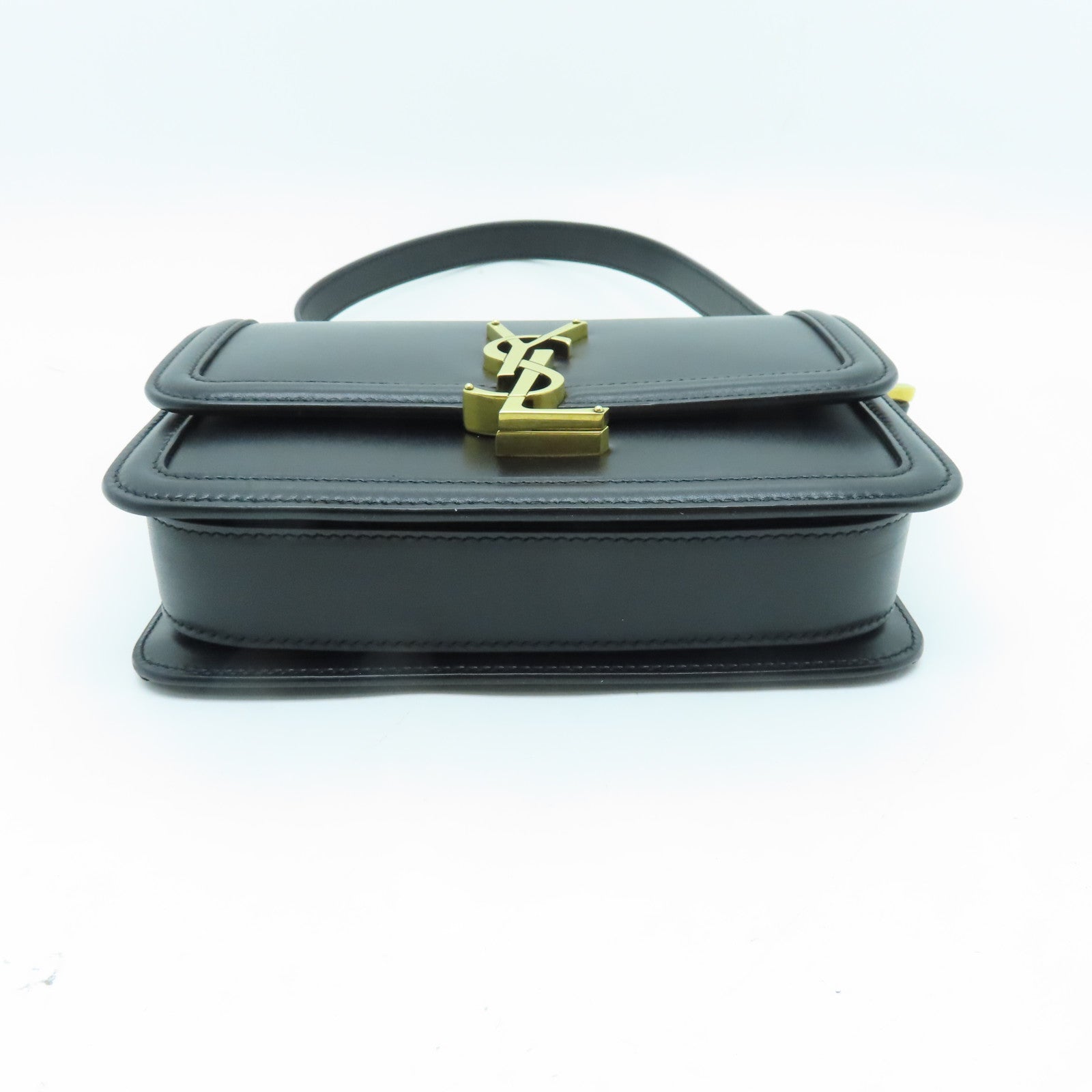 YVES SAINT LAURENT 牛皮皮革Samll Satchel In Box金扣肩背袋黑色