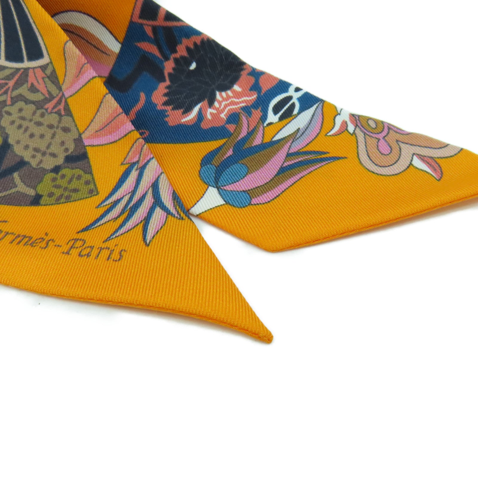 HERMES 【激減優惠】絲質Twilly絲巾橘色