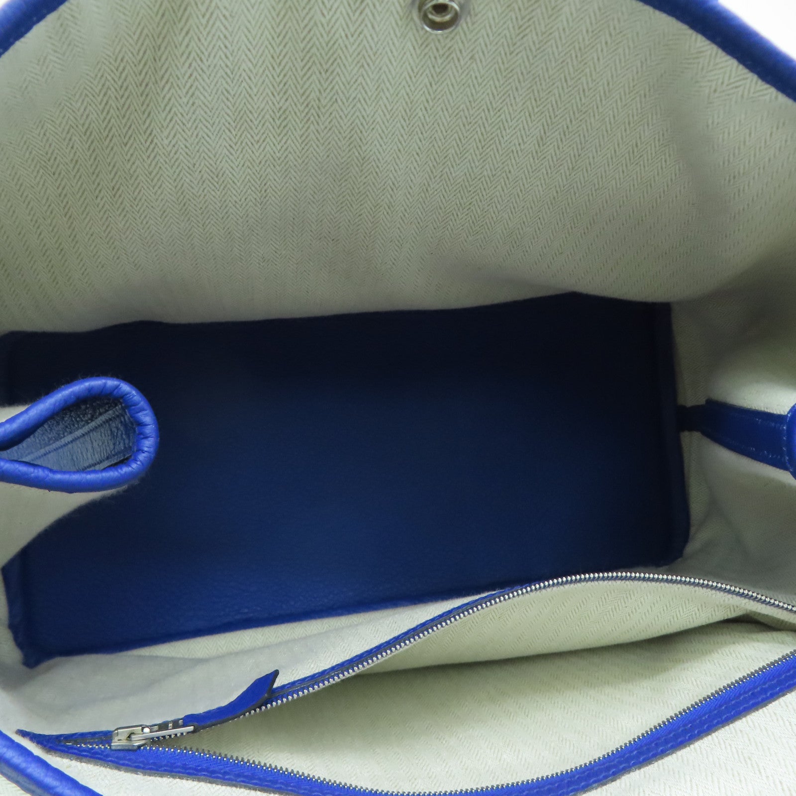 HERMES Country皮革GardenParty PM银扣手挽袋蓝色