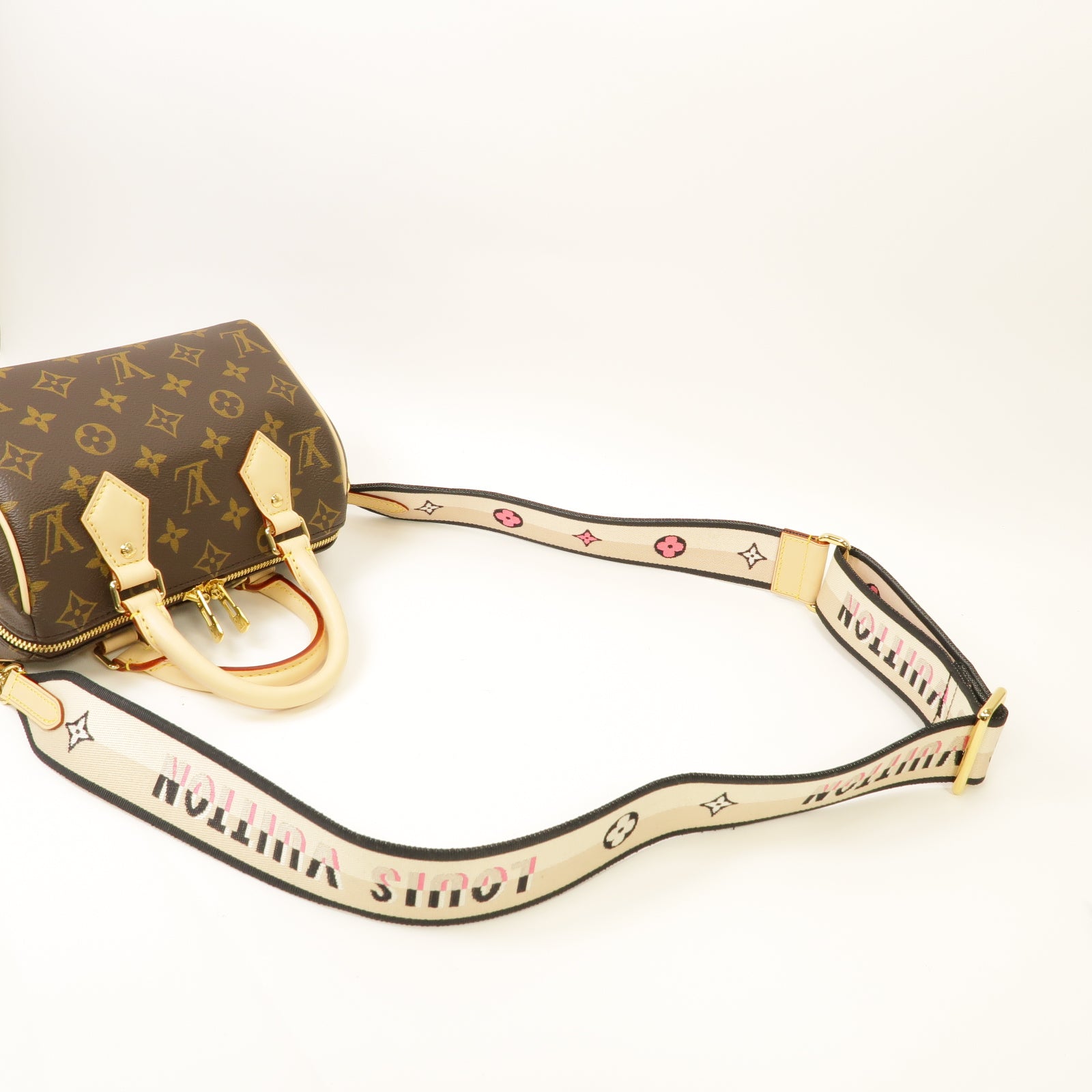 LOUIS VUITTON Monogram Speedy Bandouliere 20金扣手挽肩背兩用袋棕色