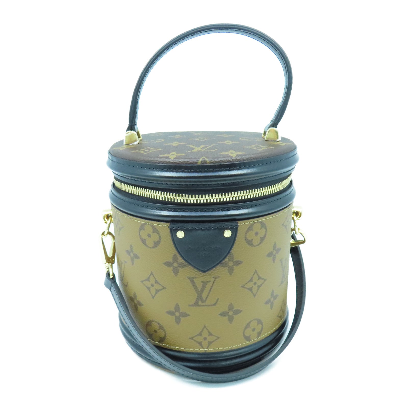LOUIS VUITTON Monogram Reverse Cannes金扣手挽肩背兩用袋啡色