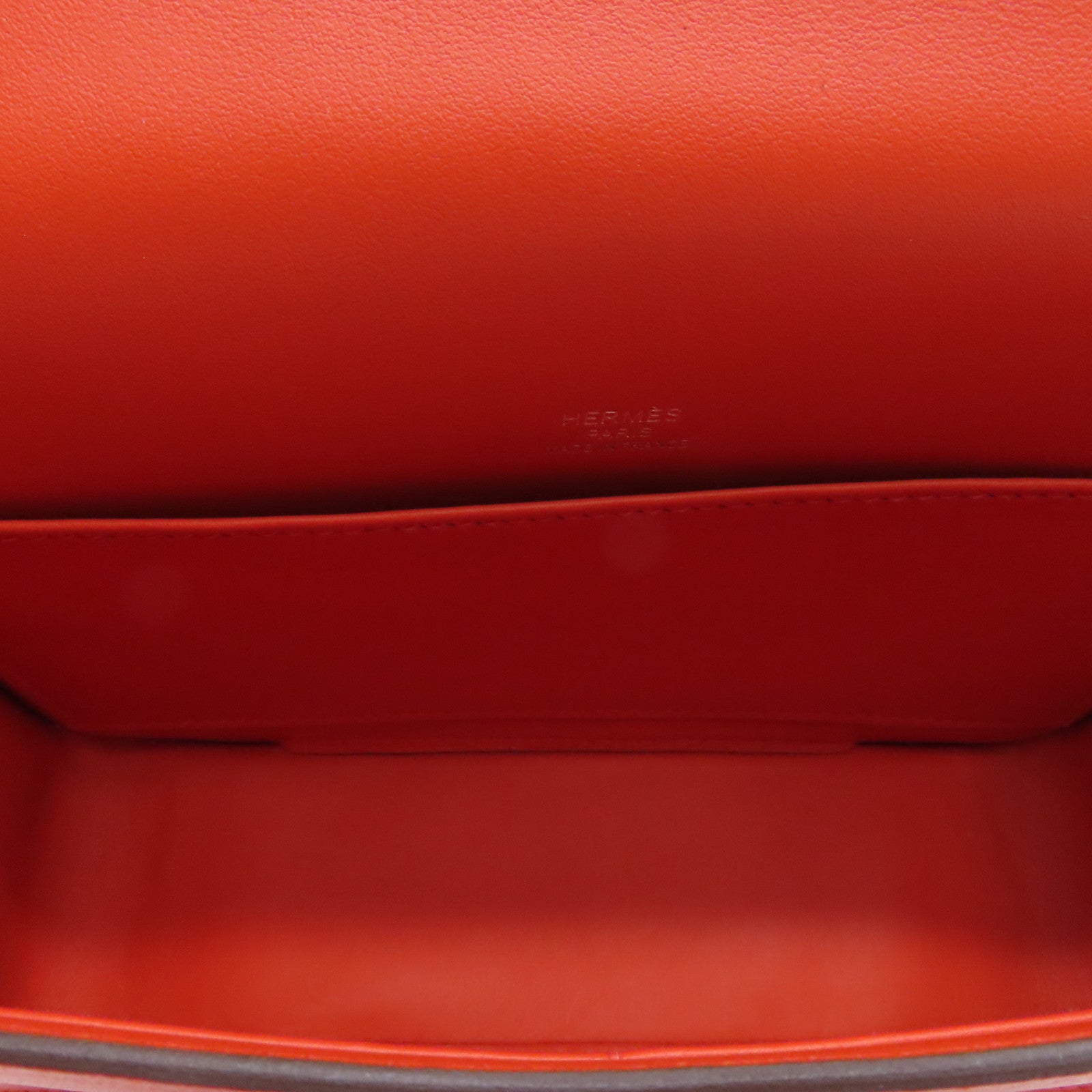HERMES Chevre皮革Geta Shoulder Bag银扣肩背袋Capucine橙色