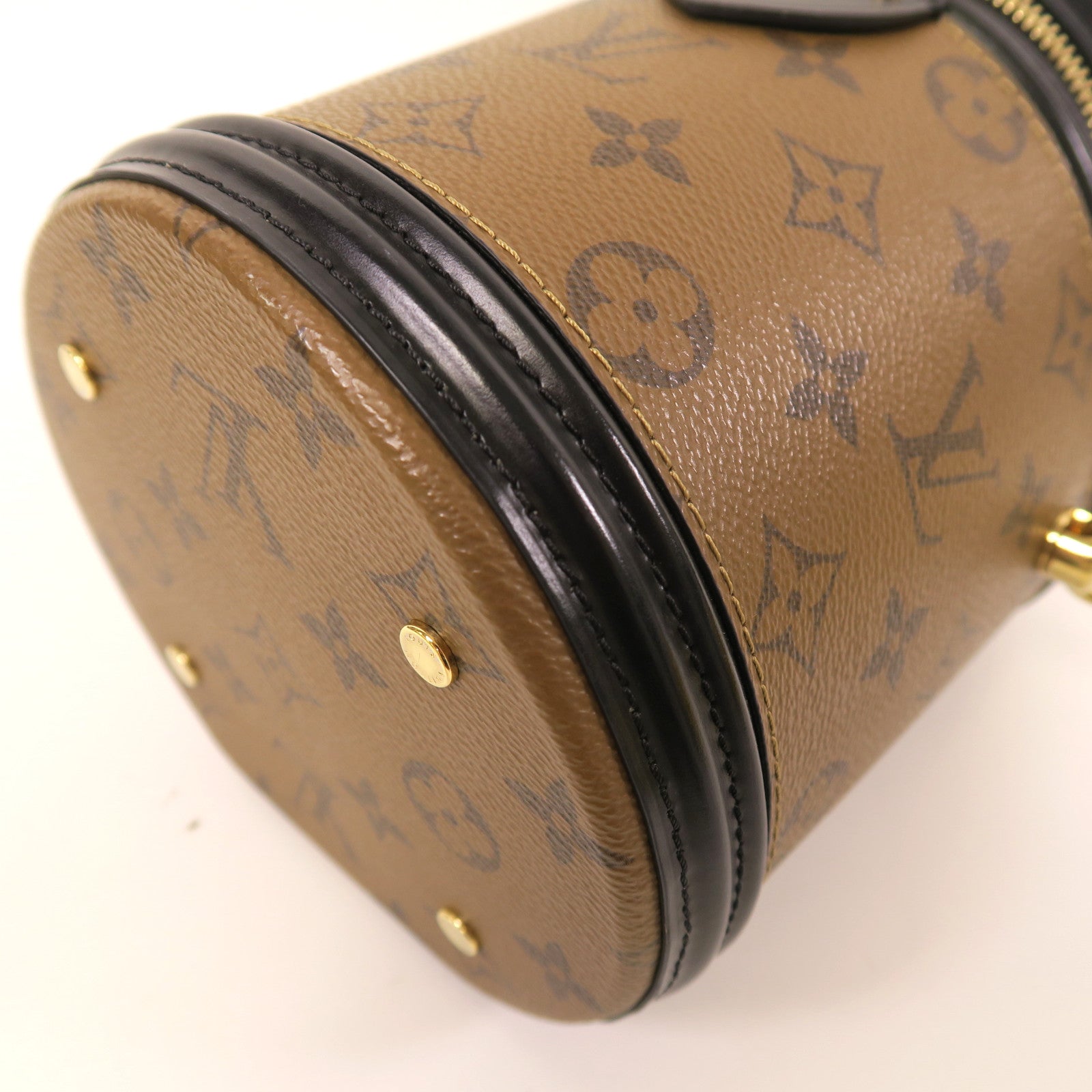 LOUIS VUITTON Monogram Reverse Cannes金扣手挽肩背兩用袋啡色/黑色