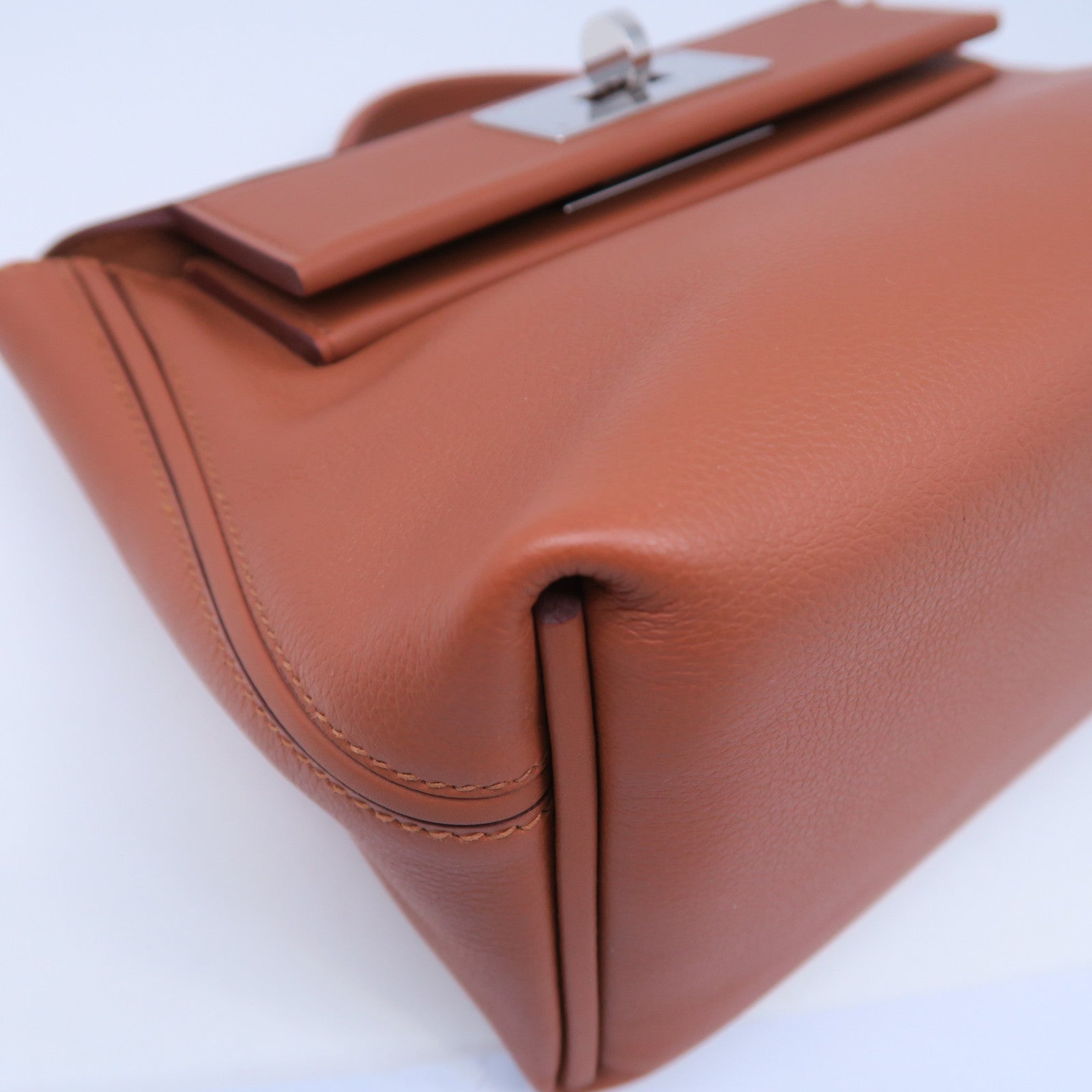 HERMES Evercolor皮革Mini 24/24銀扣手挽肩背兩用袋經典駝色
