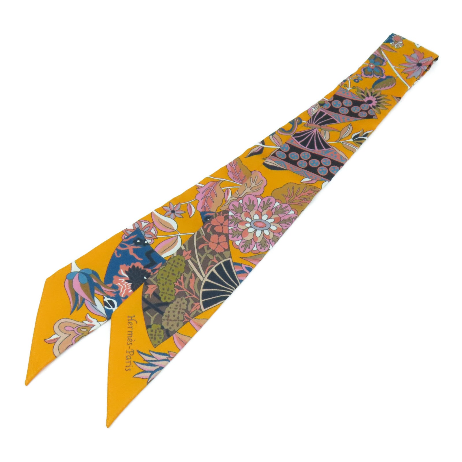 HERMES 【激減優惠】絲質Twilly絲巾橘色