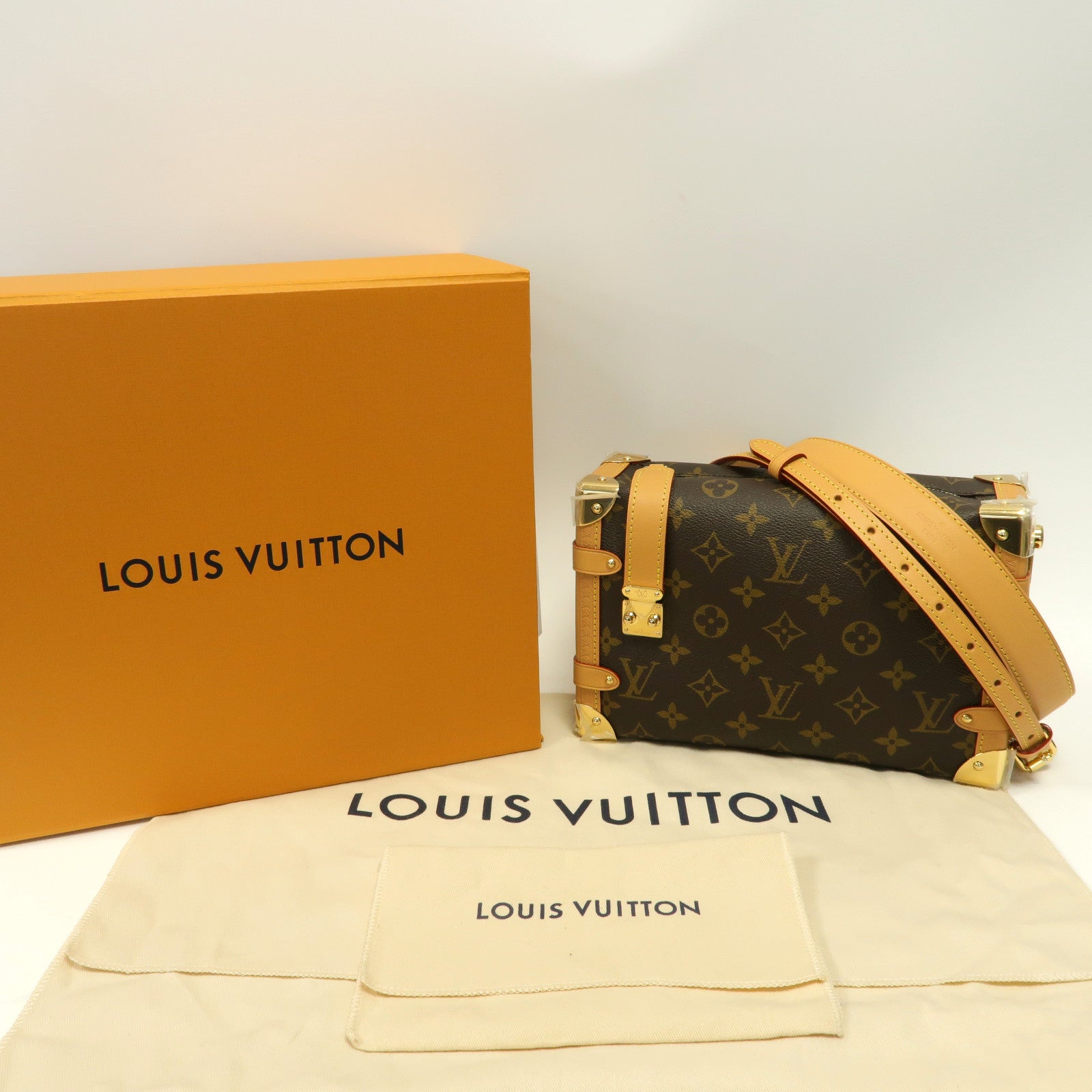 LOUIS VUITTON Monogram Side Trunk MM金扣手挽肩背兩用袋啡色