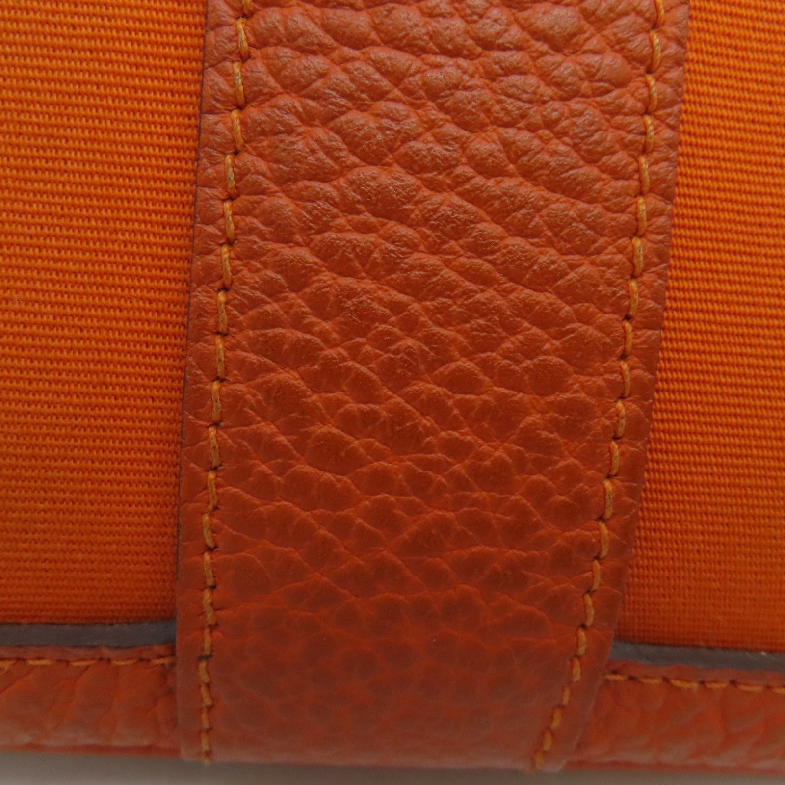 HERMES Canvas Garden Party PM Silver Button Handle Bag Orange