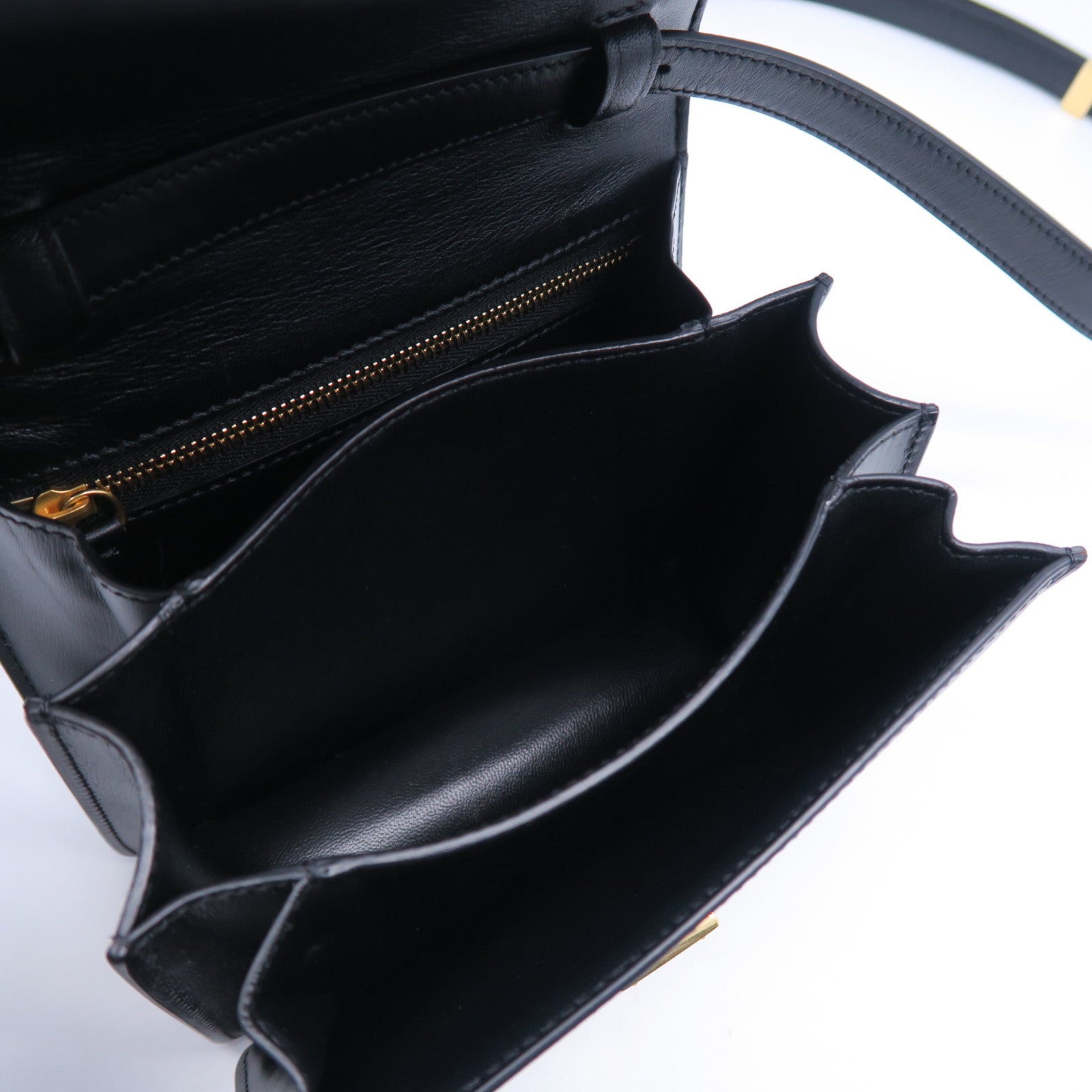 CELINE 牛皮皮革Shoulder Bag金扣肩背袋黑色