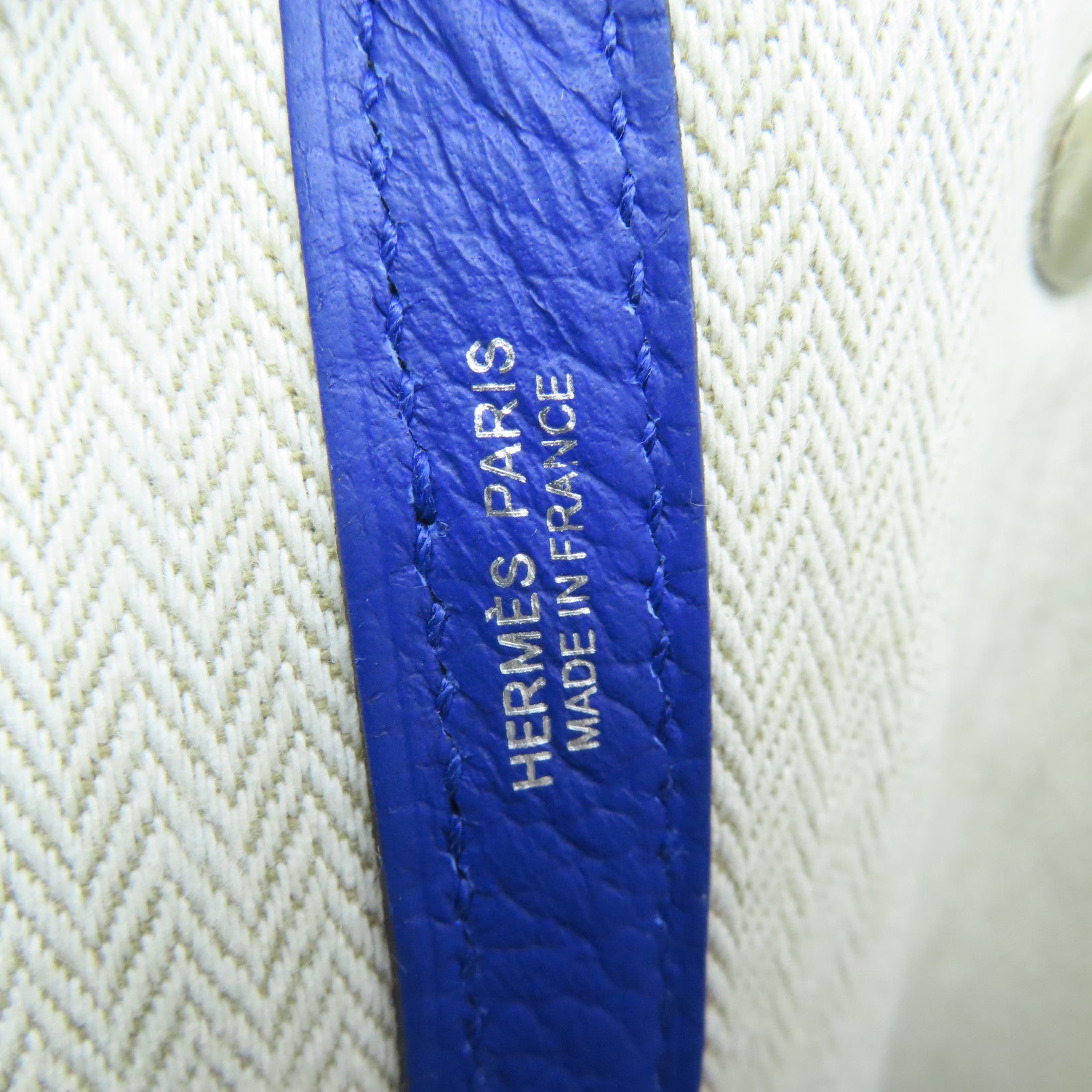 HERMES Country皮革GardenParty PM银扣手挽袋蓝色